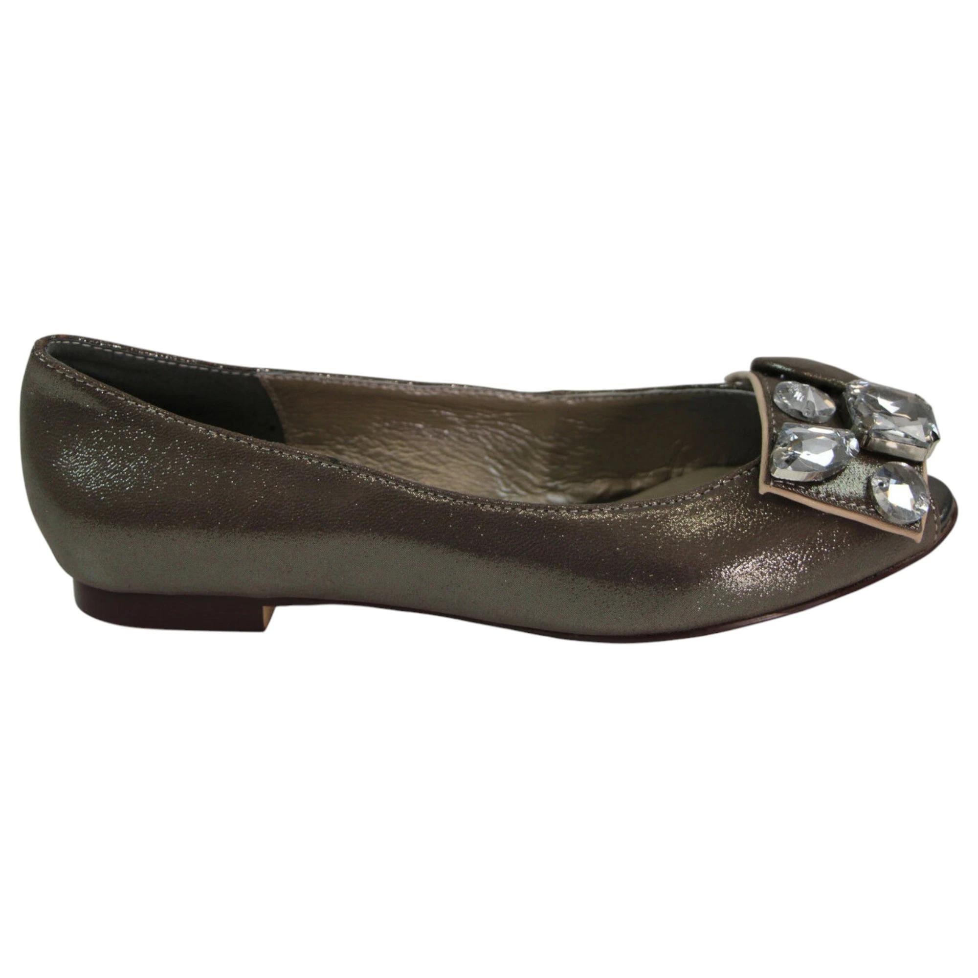 2 Zasel Crystal Ladies Womens Leather Open Toe Flat Work Dress Casual Shoes SILVER, 2 of 4