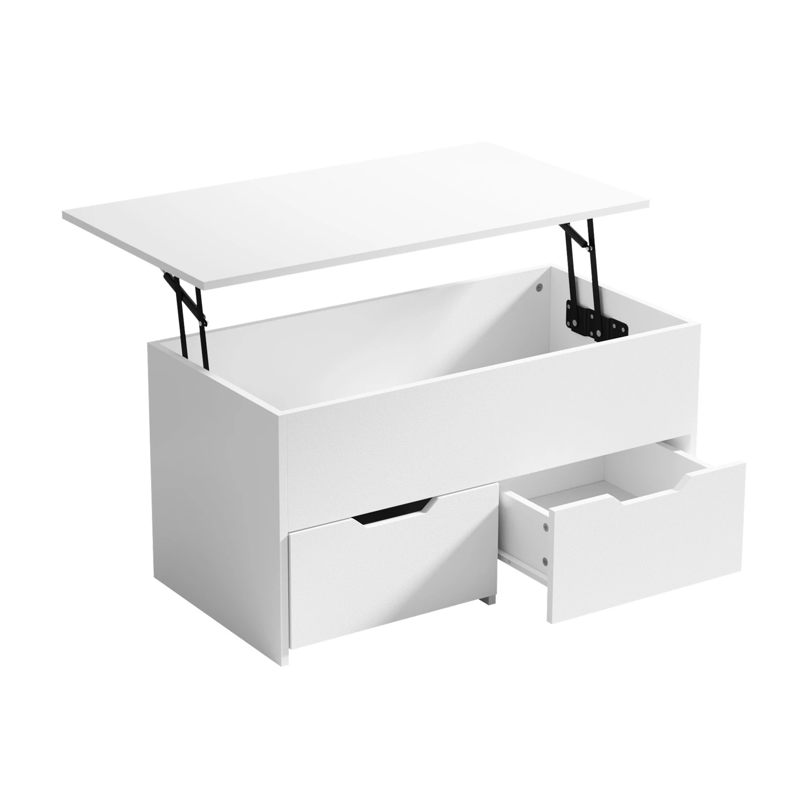 4 Oikiture Coffee Table Lift Up Top With Drawers Hidden Book Storage White - White, 4 of 7