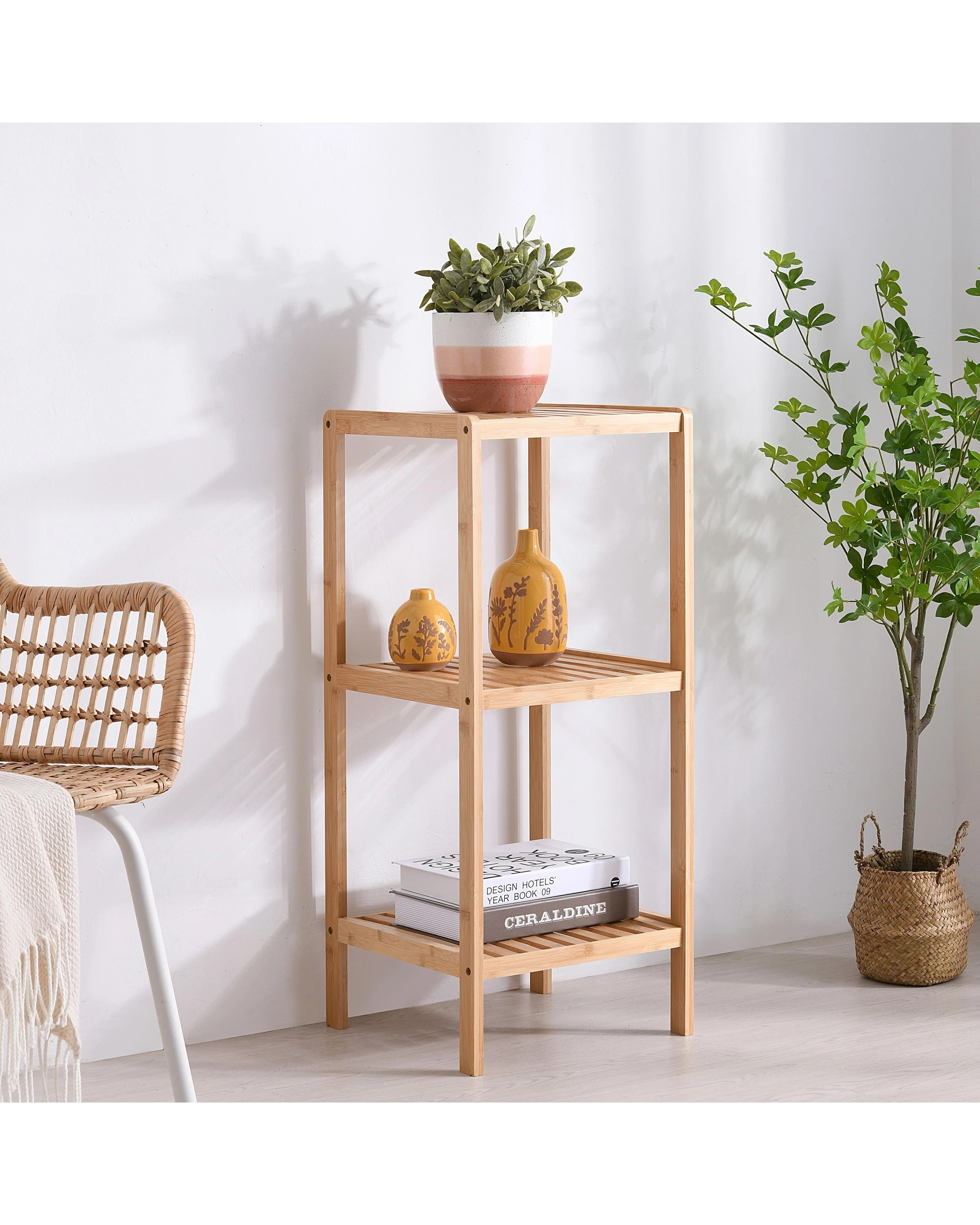 2 Sherwood Vivonne 3-Tier Bamboo Shelf 34x33x80cm - Natural, 2 of 5