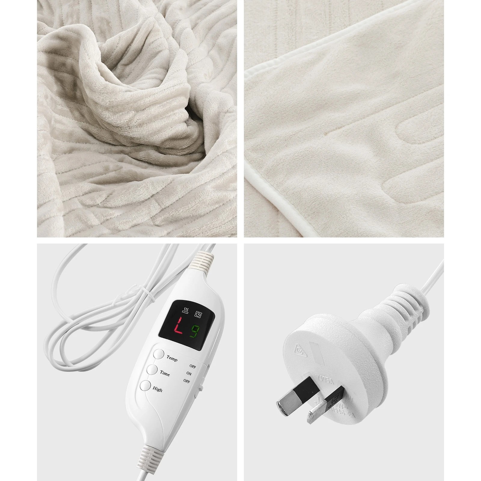 7 Bedra Bedding Electric Heated Throw Rug Washable Blanket Snuggle Flannel Winter Warm - Single Bed - White, 7 of 10