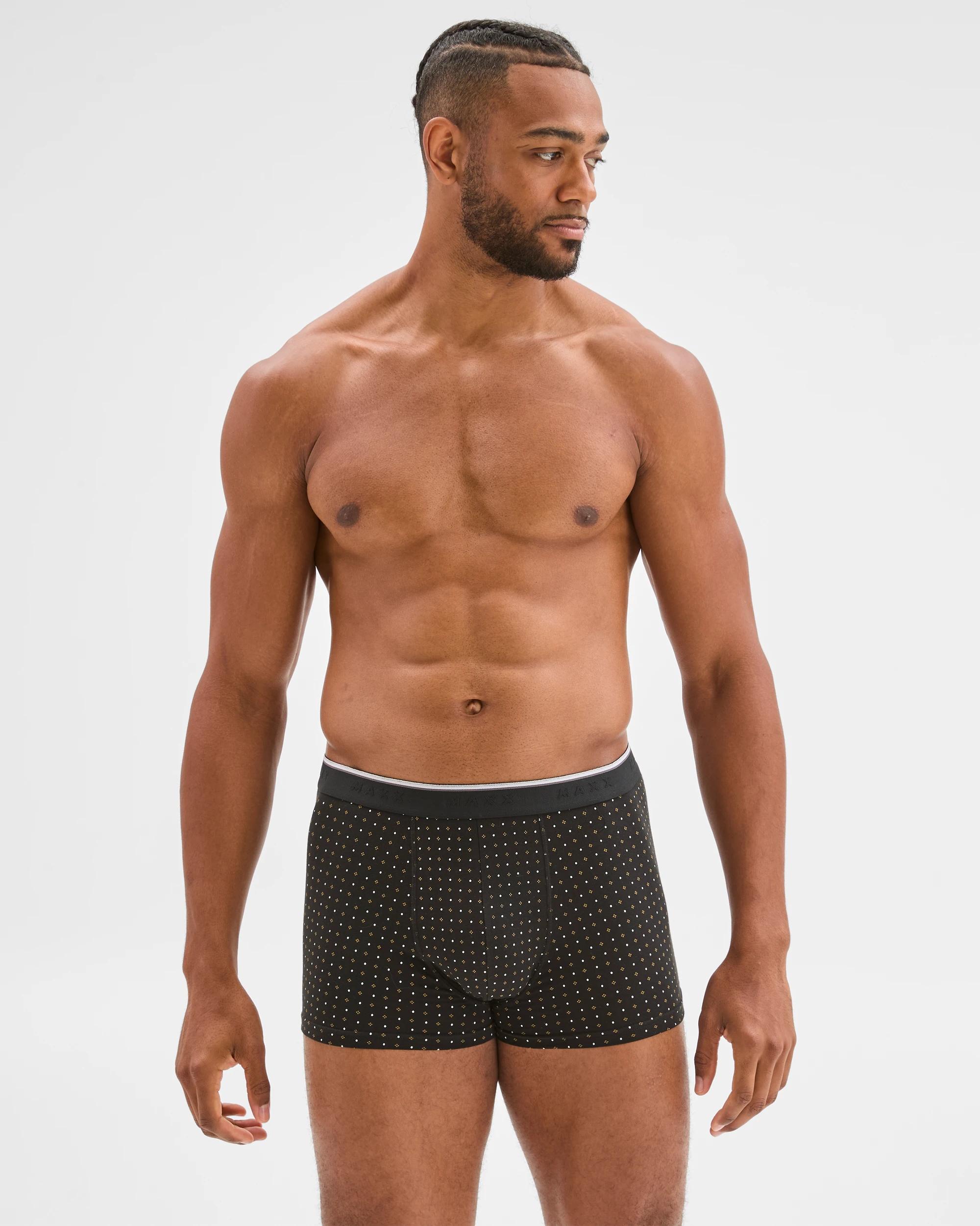 2 Maxx Australian Cotton Blend 3 Pack Hipster Trunks CHARCOAL DITSY, 2 of 4