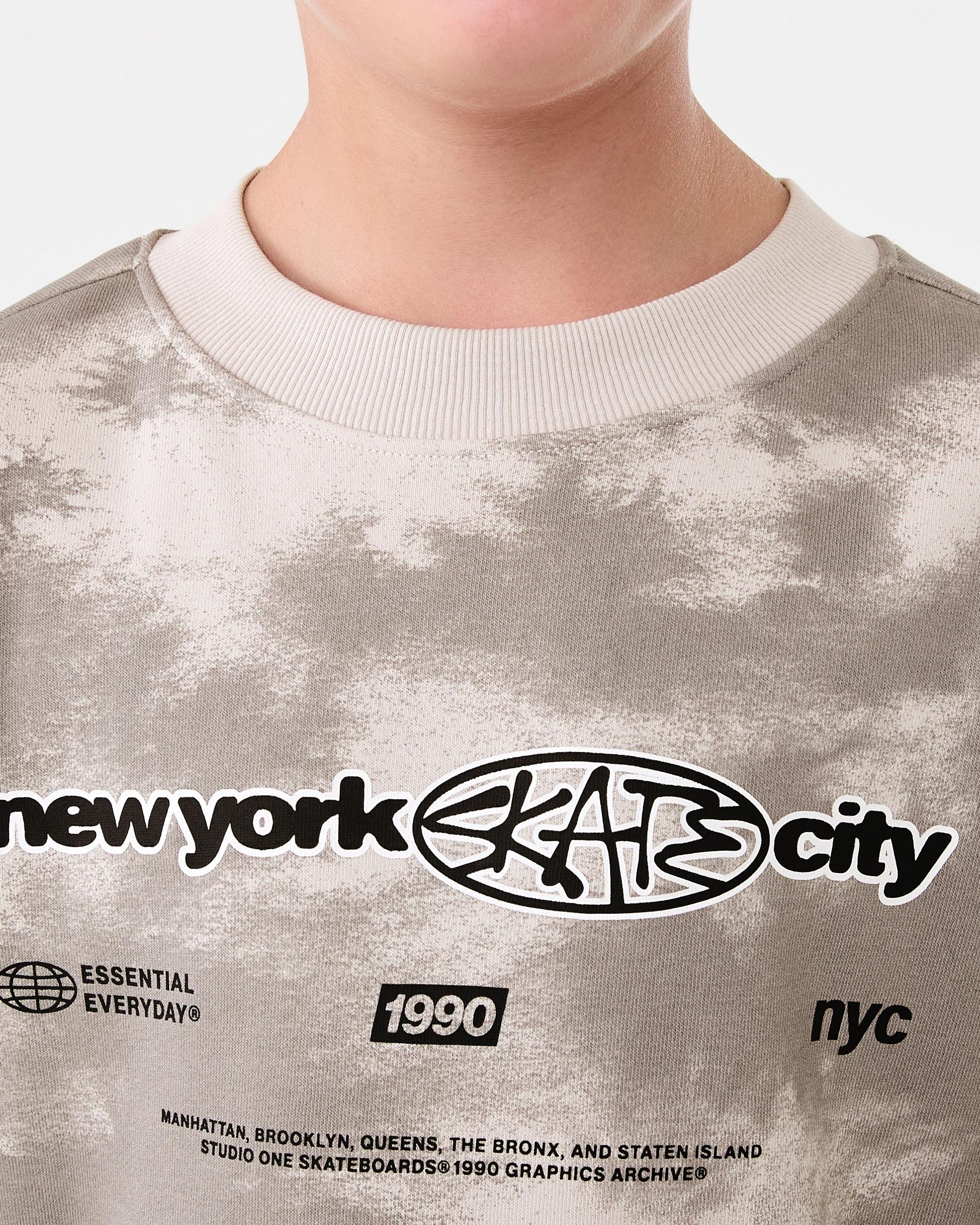 4 Oversized Washed Crew Neck Sweatshirt Gry Tiedye, 4 of 8