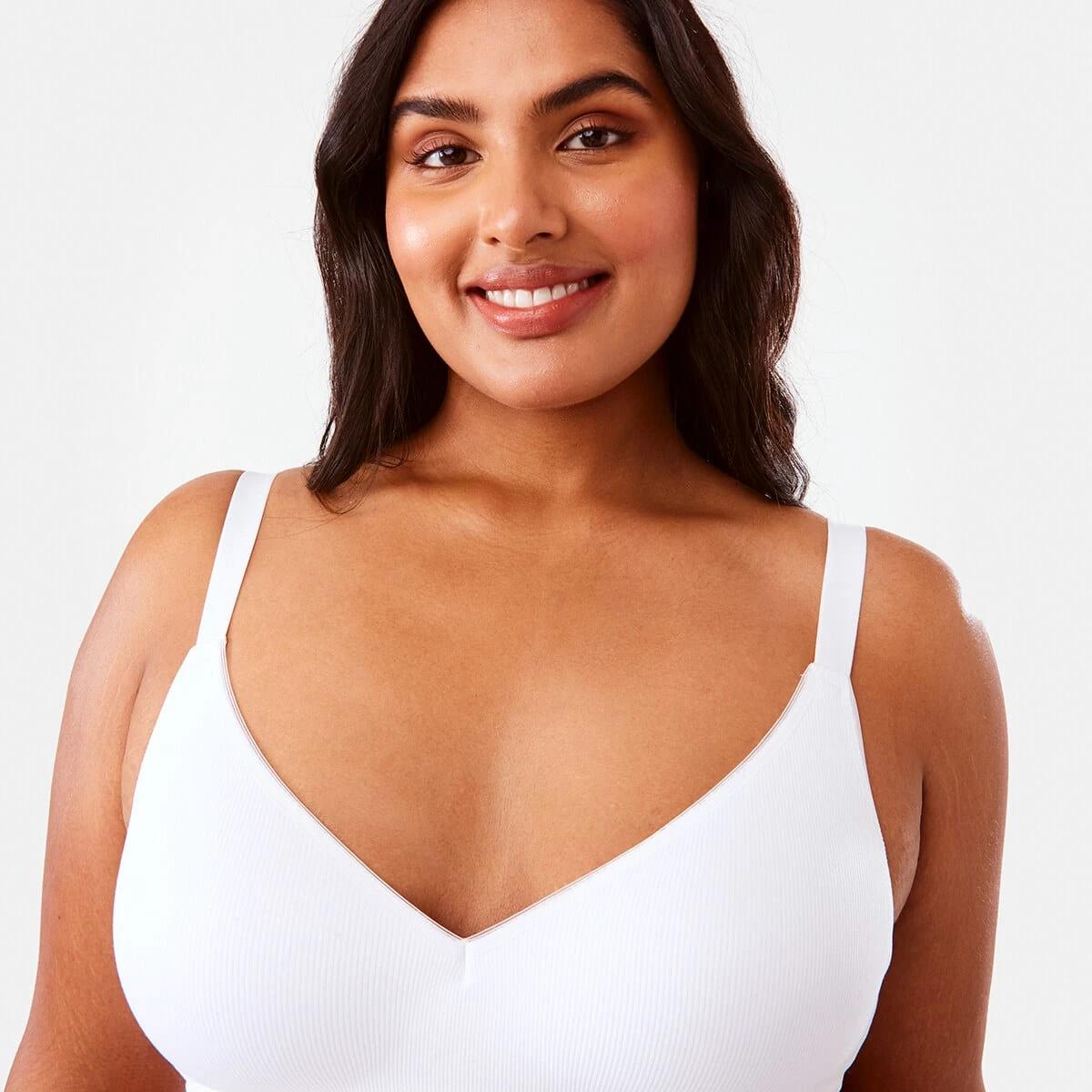 4 Full Figure Wirefree Seamfree T-Shirt Bra White, 4 of 6