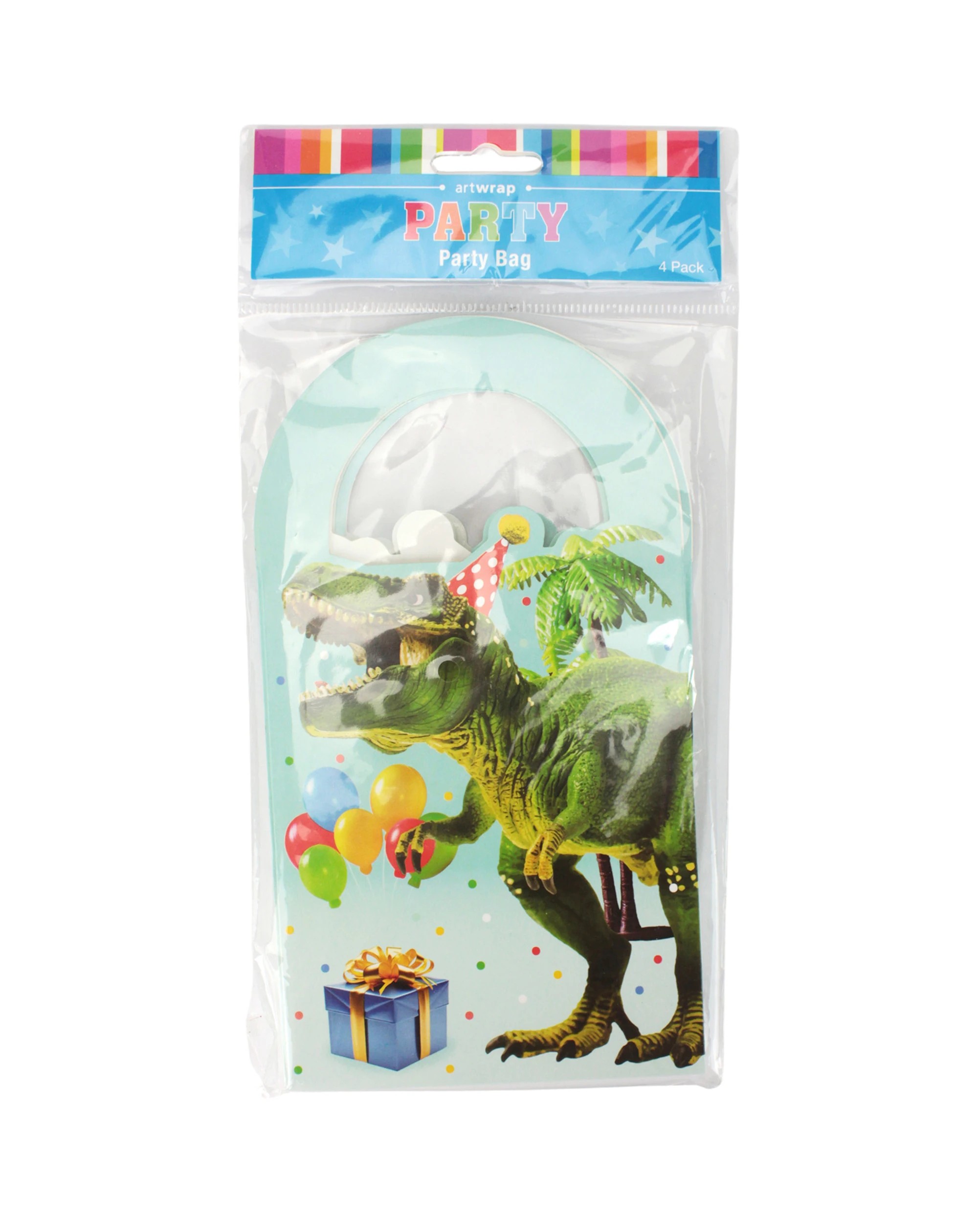 3 Artwrap Dinosaur Birthday Party Paper Treat Bags Pack of 4, 3 of 4