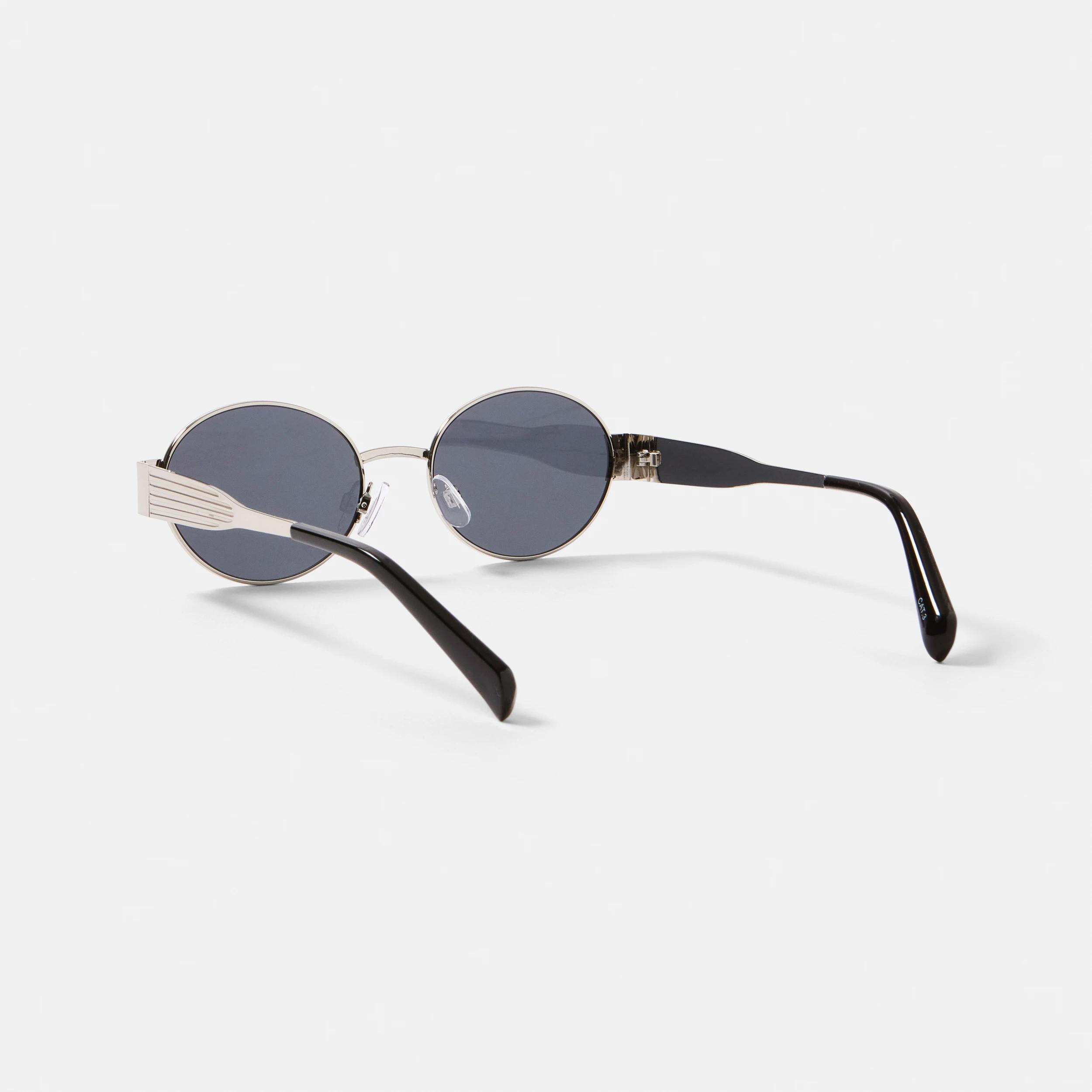 2 Oval Metal Sunglasses Silver, 2 of 6