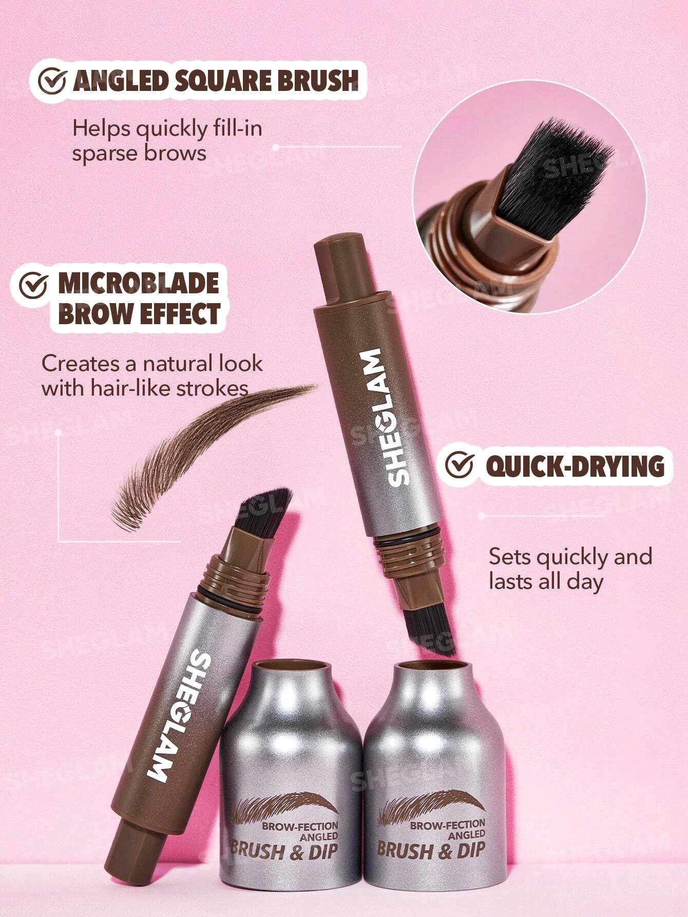 5 SHEGLAM Brow-Fection Angled Brush & Dip - Chocolate, 5 of 7