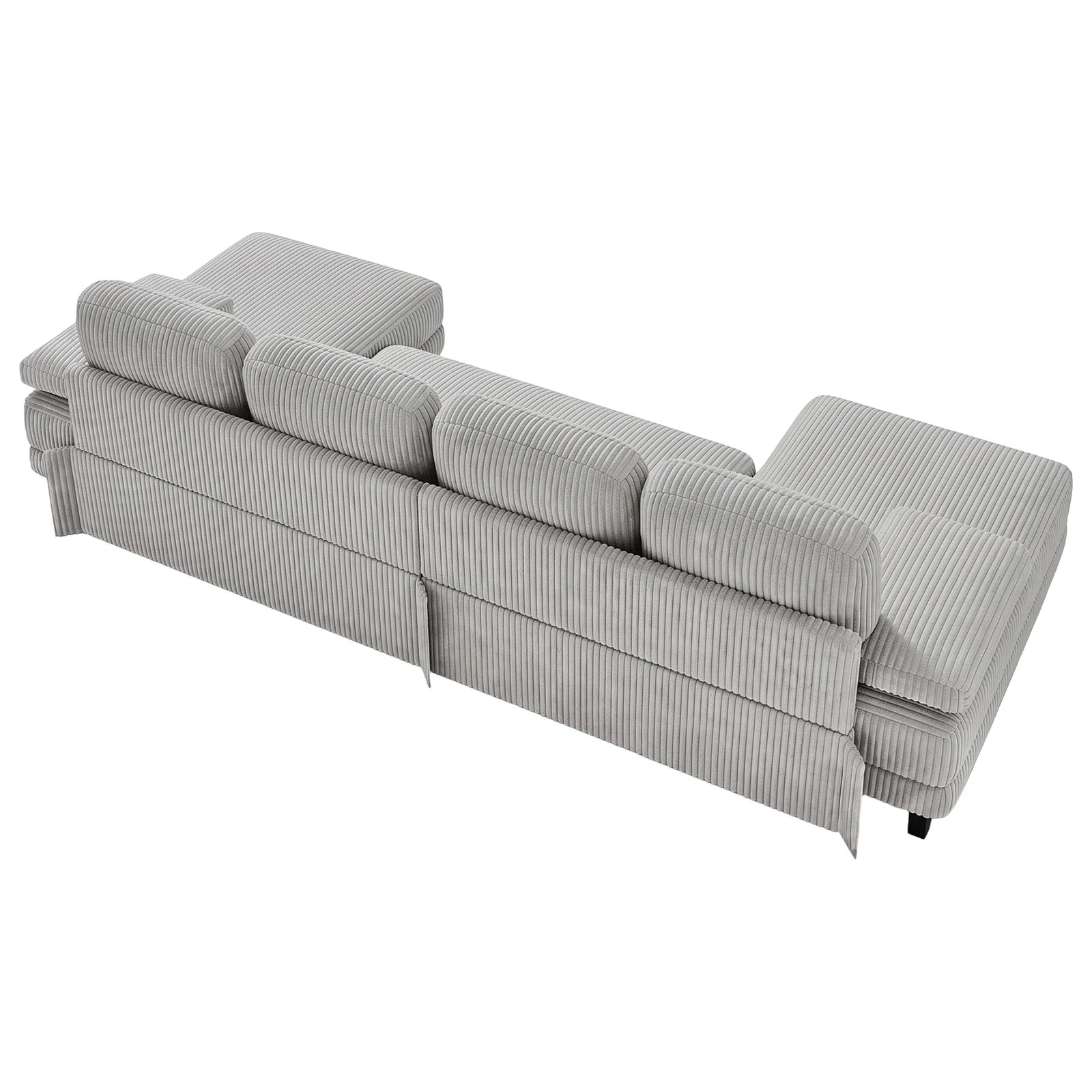 5 Advwin Sectiona Sofa 4-Seater Corduroy Fabric U Shape Couch 280cm - Light Grey, 5 of 6