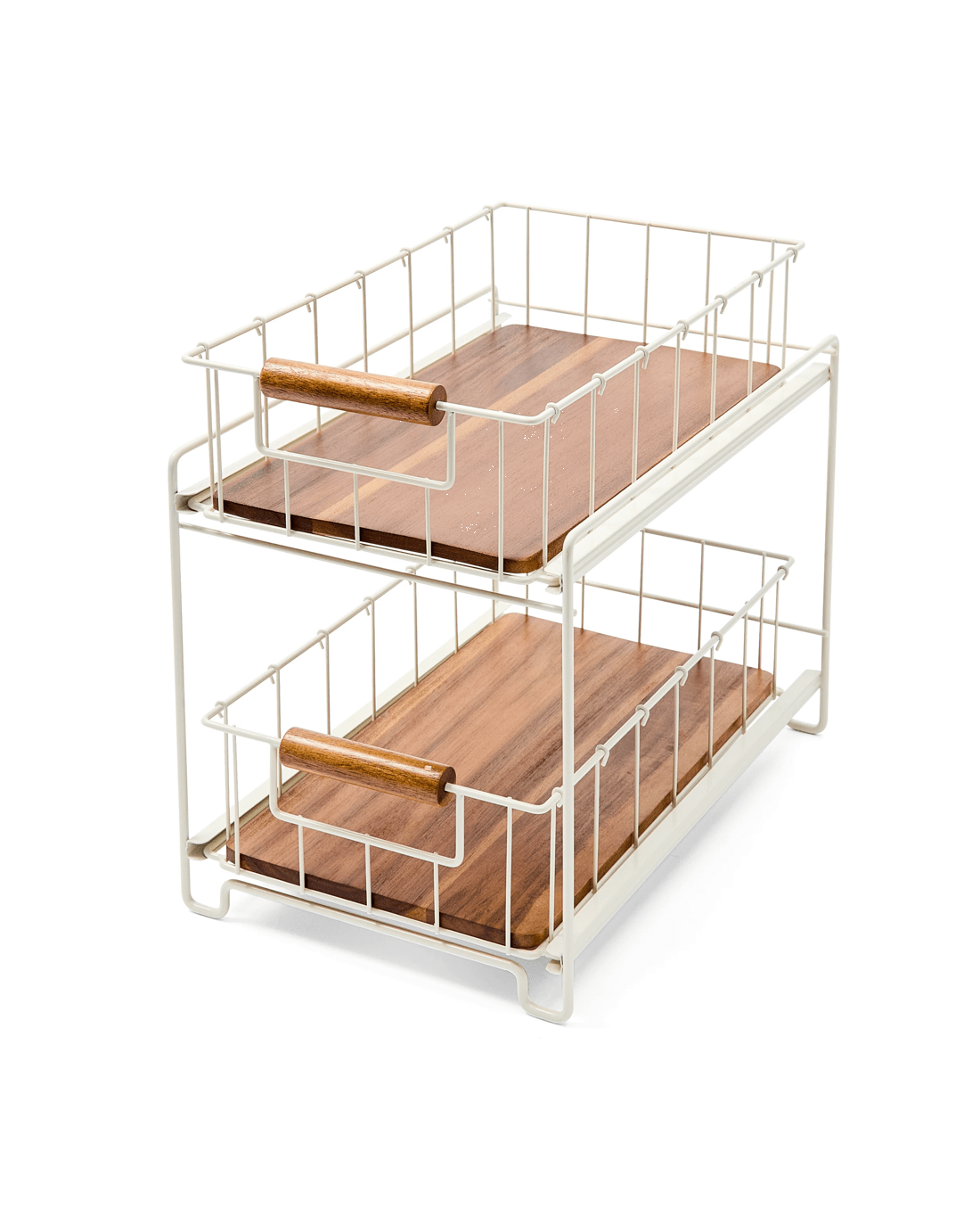 3 Off White and Acacia 2 Tier Drawers, 3 of 10