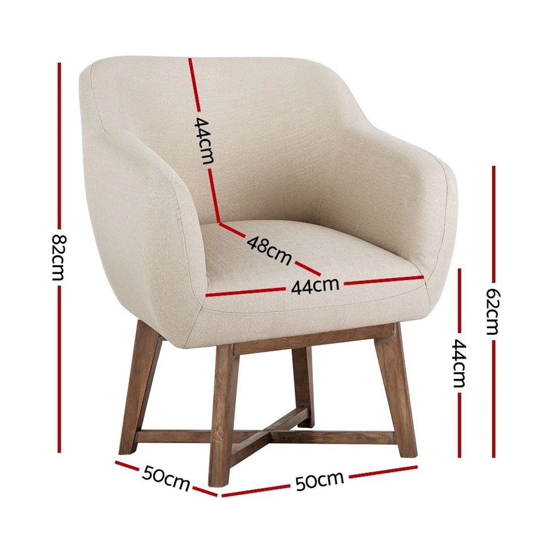 1 Artiss Armchair Tub Chair  Aston - Beige, 1 of 8