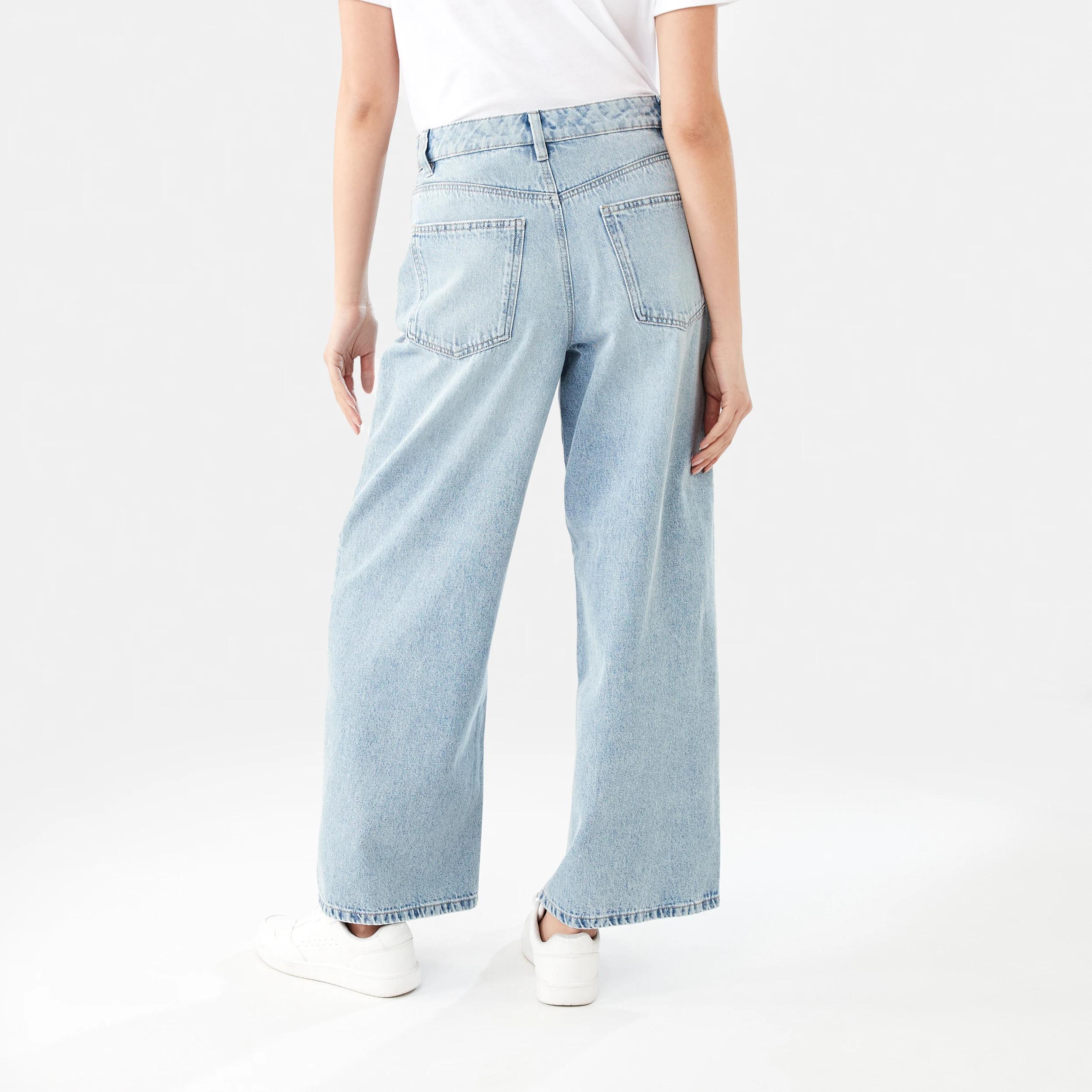 4 Wide Leg Jeans LIGHT WASH DENIM, 4 of 9