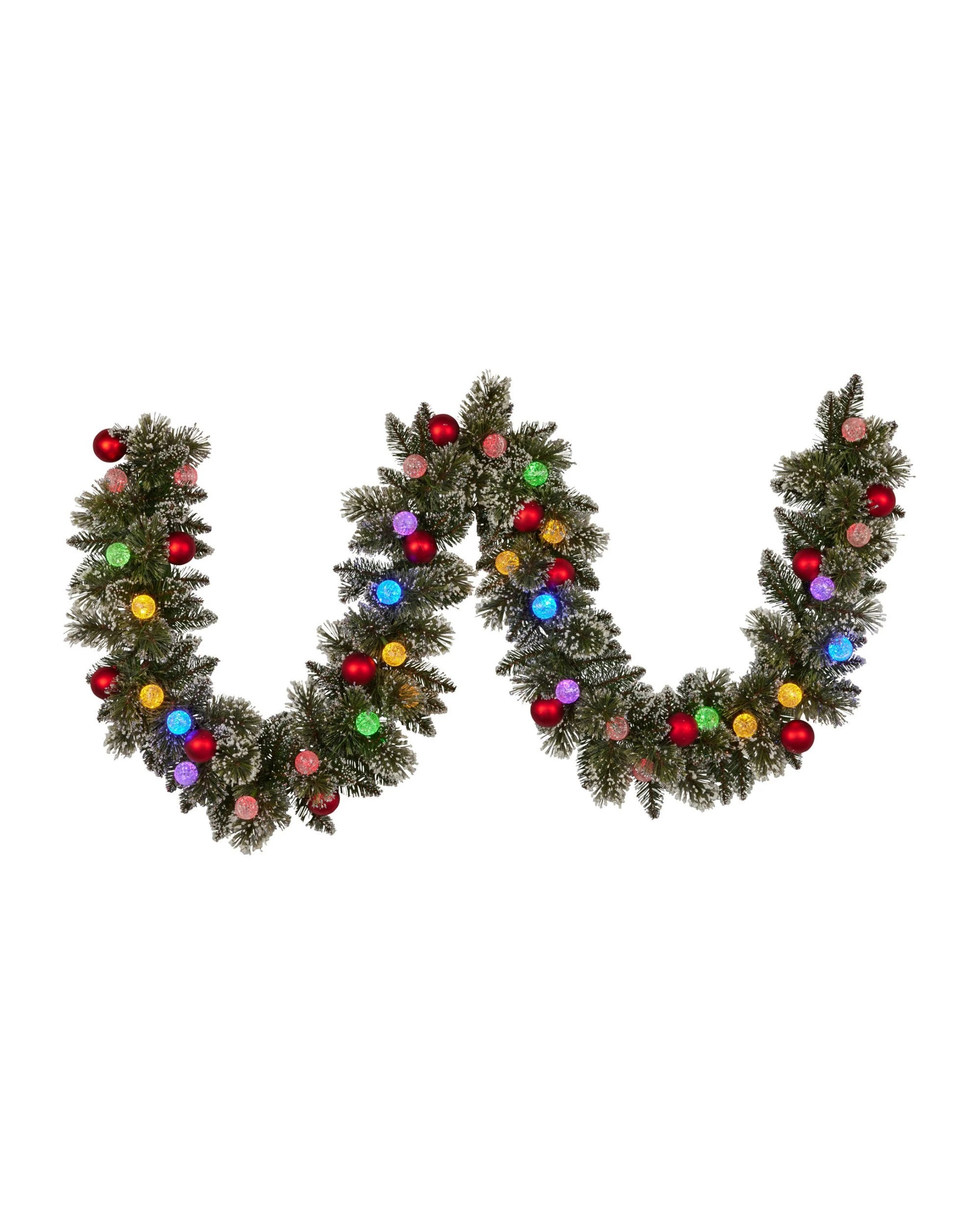 1 Christabelle 2.74m Christmas Garland Snowy With Led Lights Multicolour Tree Decoration Ornament, 1 of 8