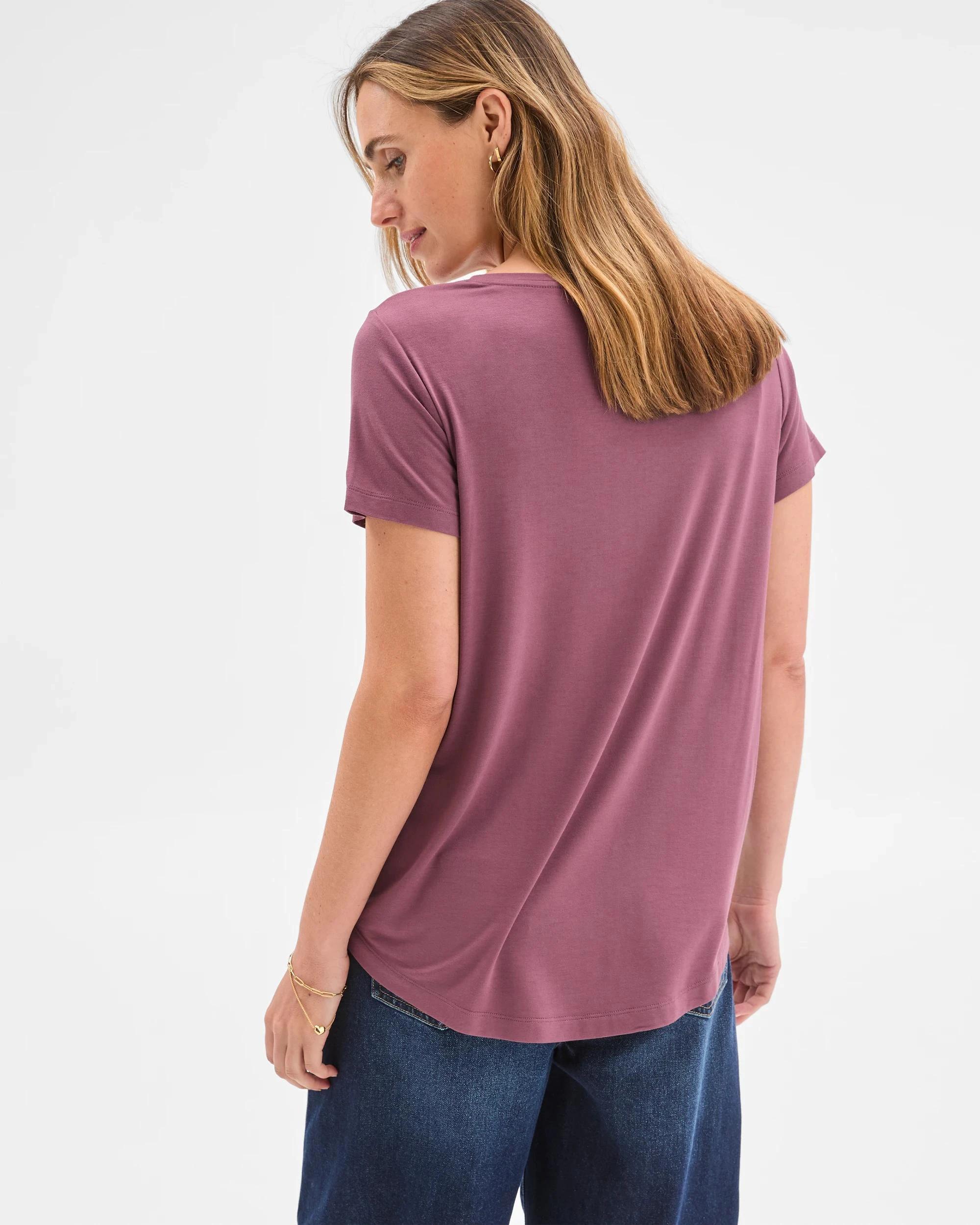 5 Target Woman Short Sleeve V-Neck T-Shirt PLUM WINE, 5 of 5