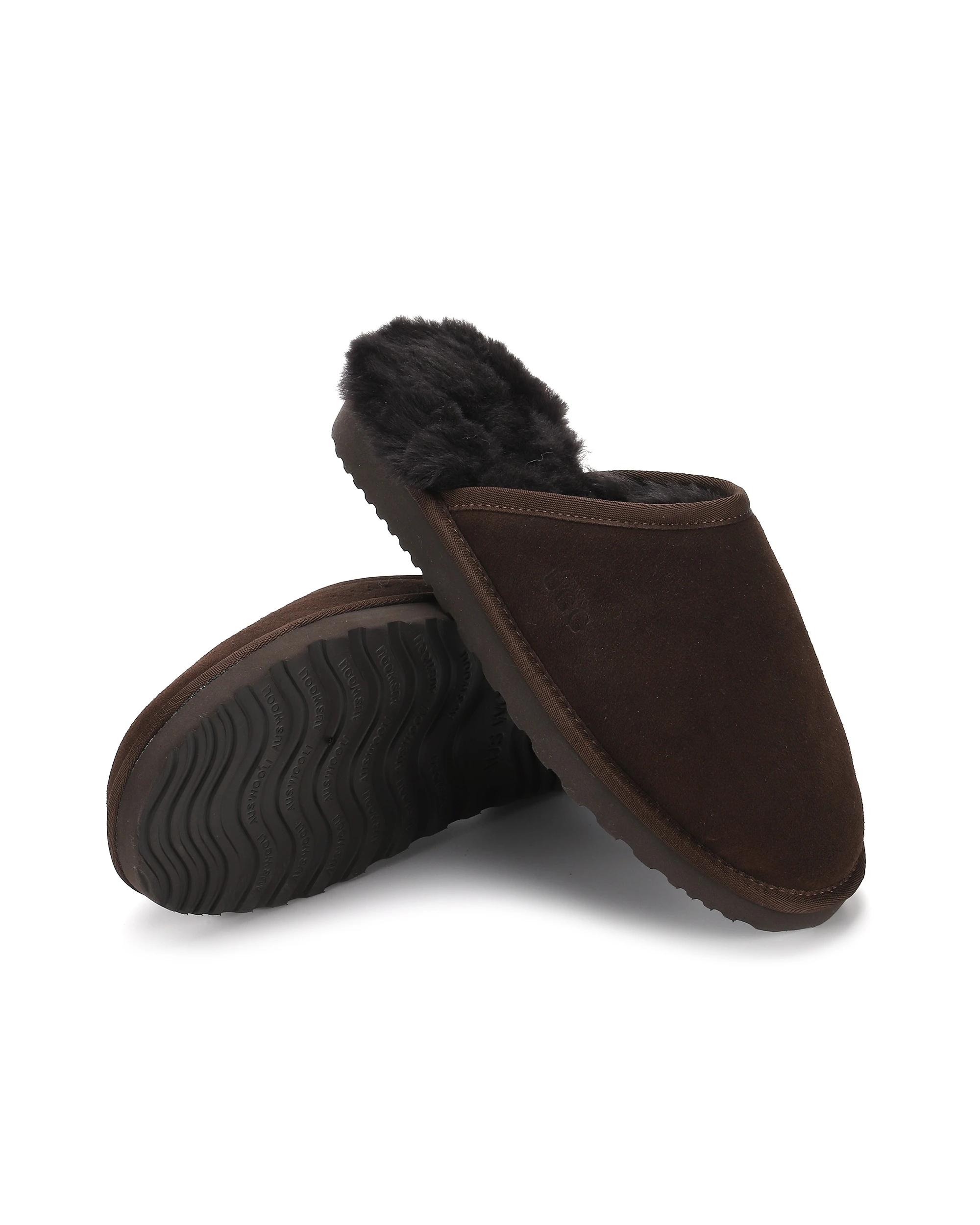 5 AUS WOOLI Sheepskin Wool Manly Slippers CHOCOLATE, 5 of 6