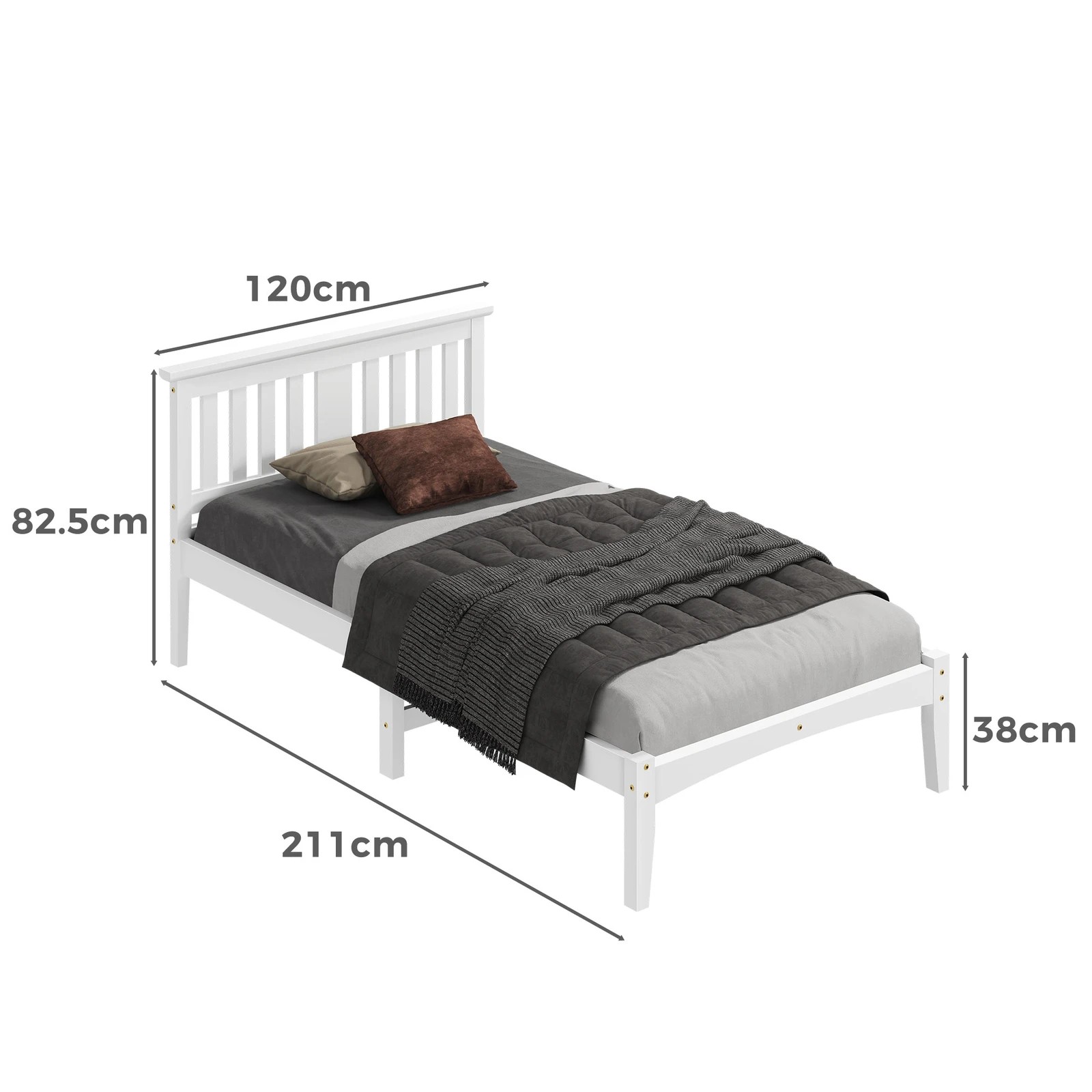 10 Alfordson Bed Frame Wooden Timber King Single Mattress Base Platform Elgin - White, 10 of 10