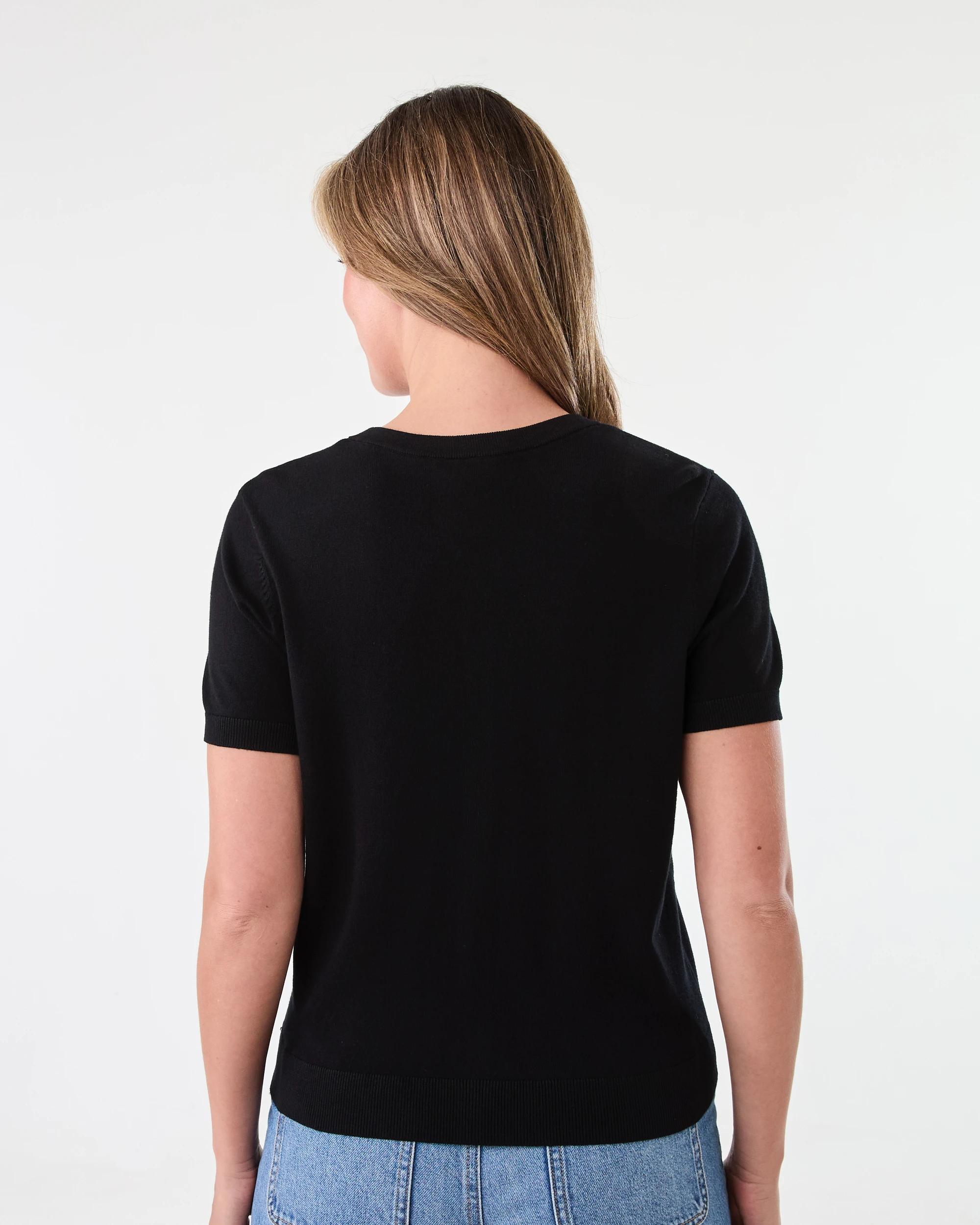 3 Short Sleeve Button Through Top Black, 3 of 6