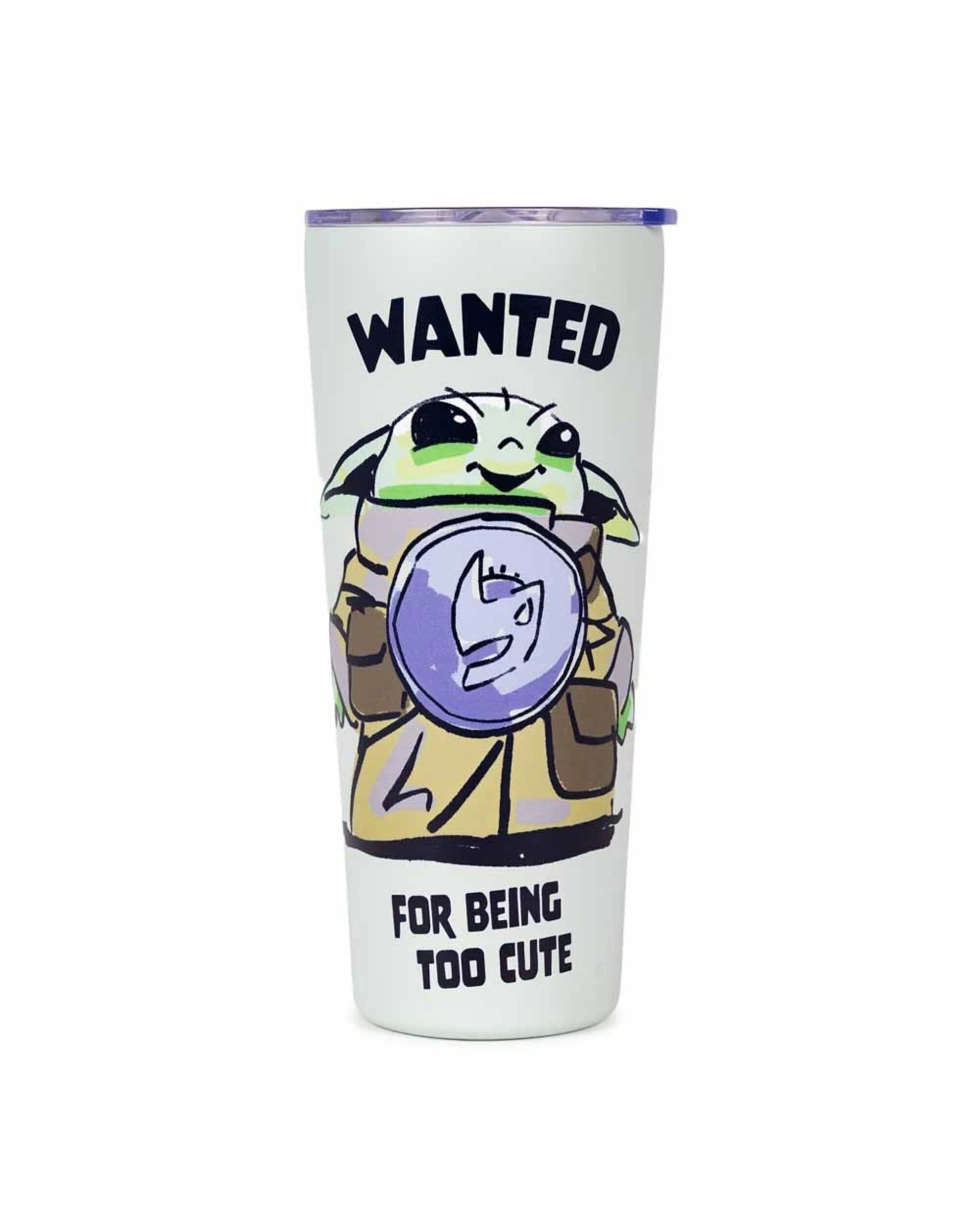 1 Star Wars - The Mandalorian Grogu Wanted Premium Travel Mug - White, 1 of 3