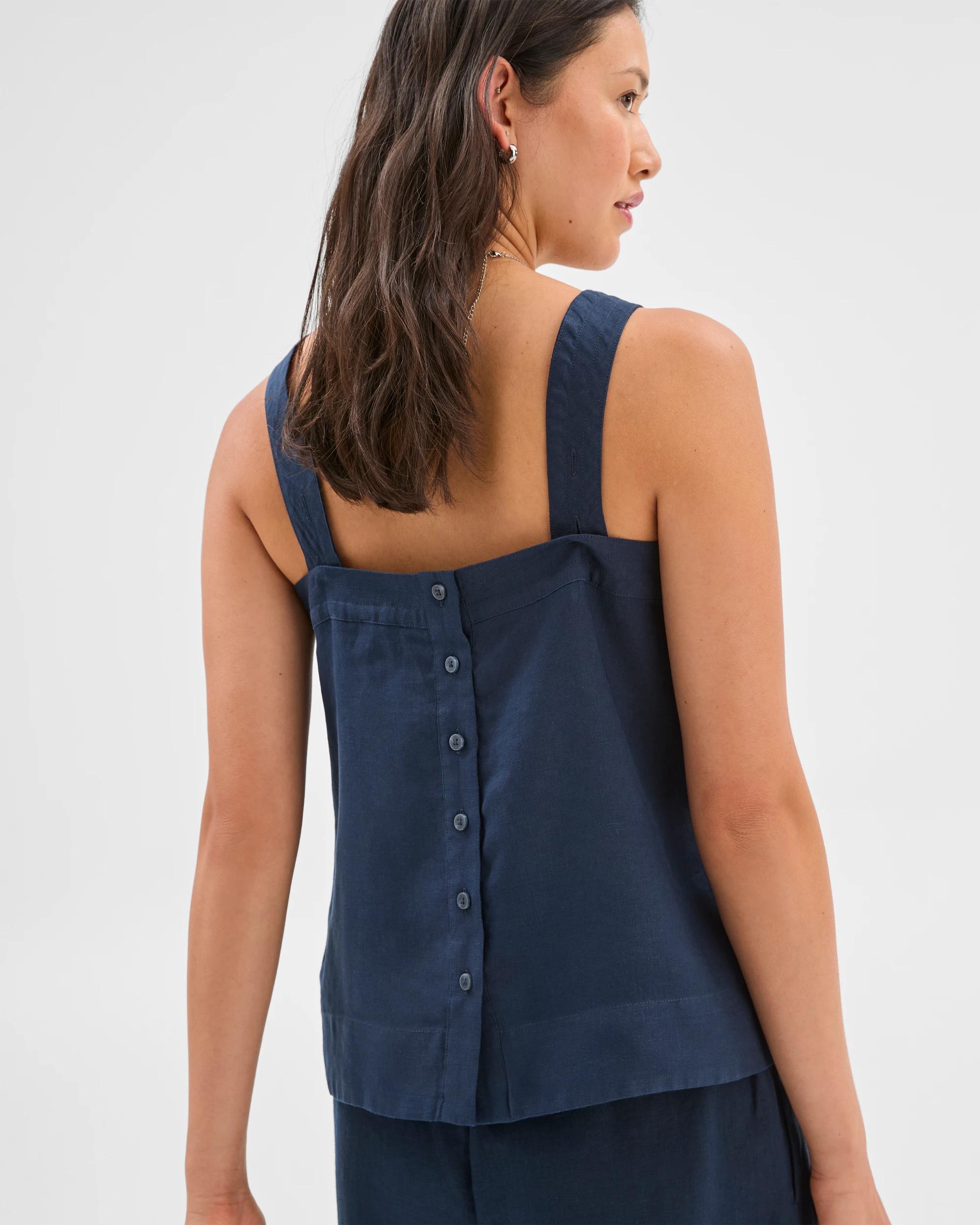 5 Target European Linen Stitch Detail Cami NAVY BLUE, 5 of 7