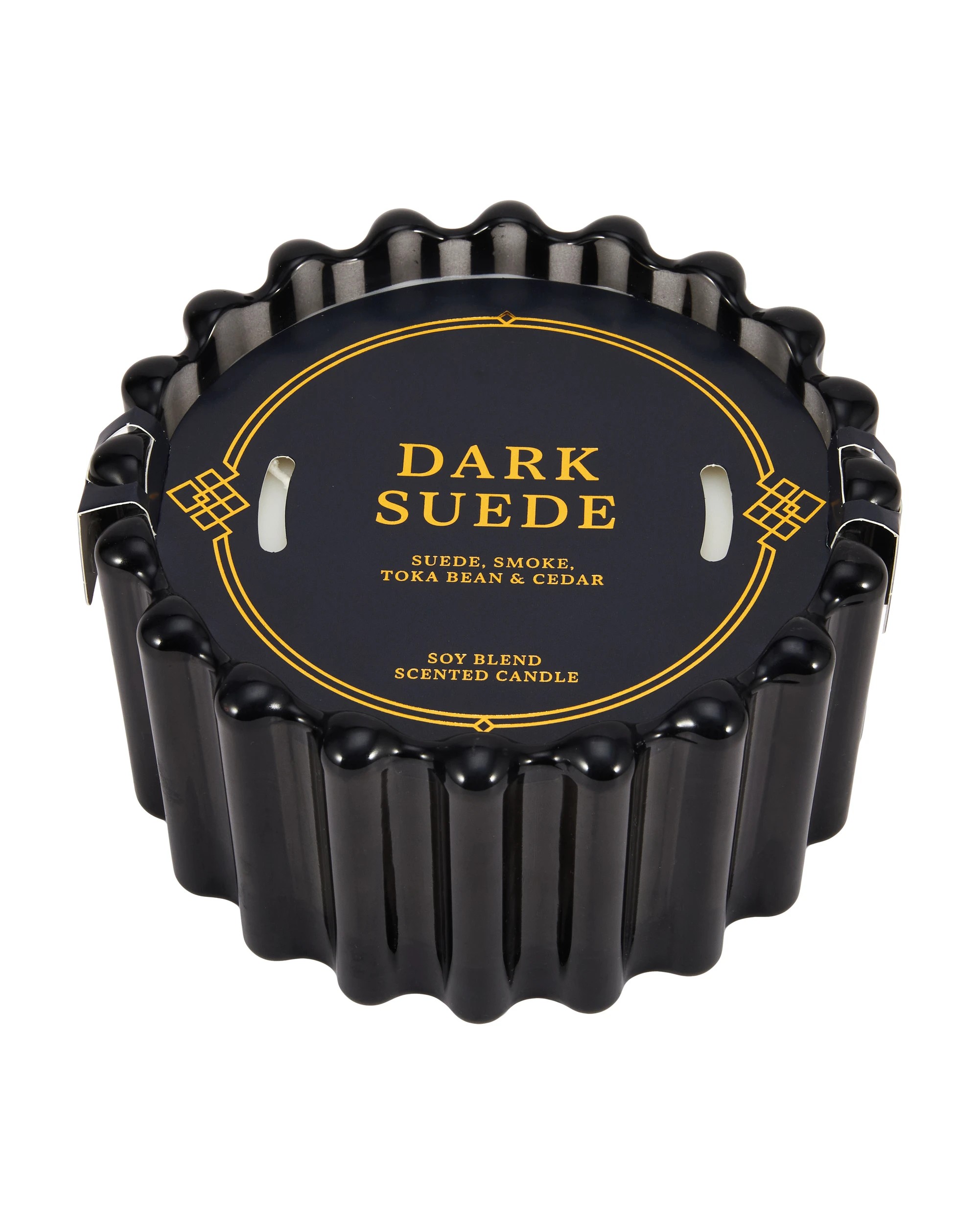 4 Dark Suede Ribbed Glass Candle, 4 of 5
