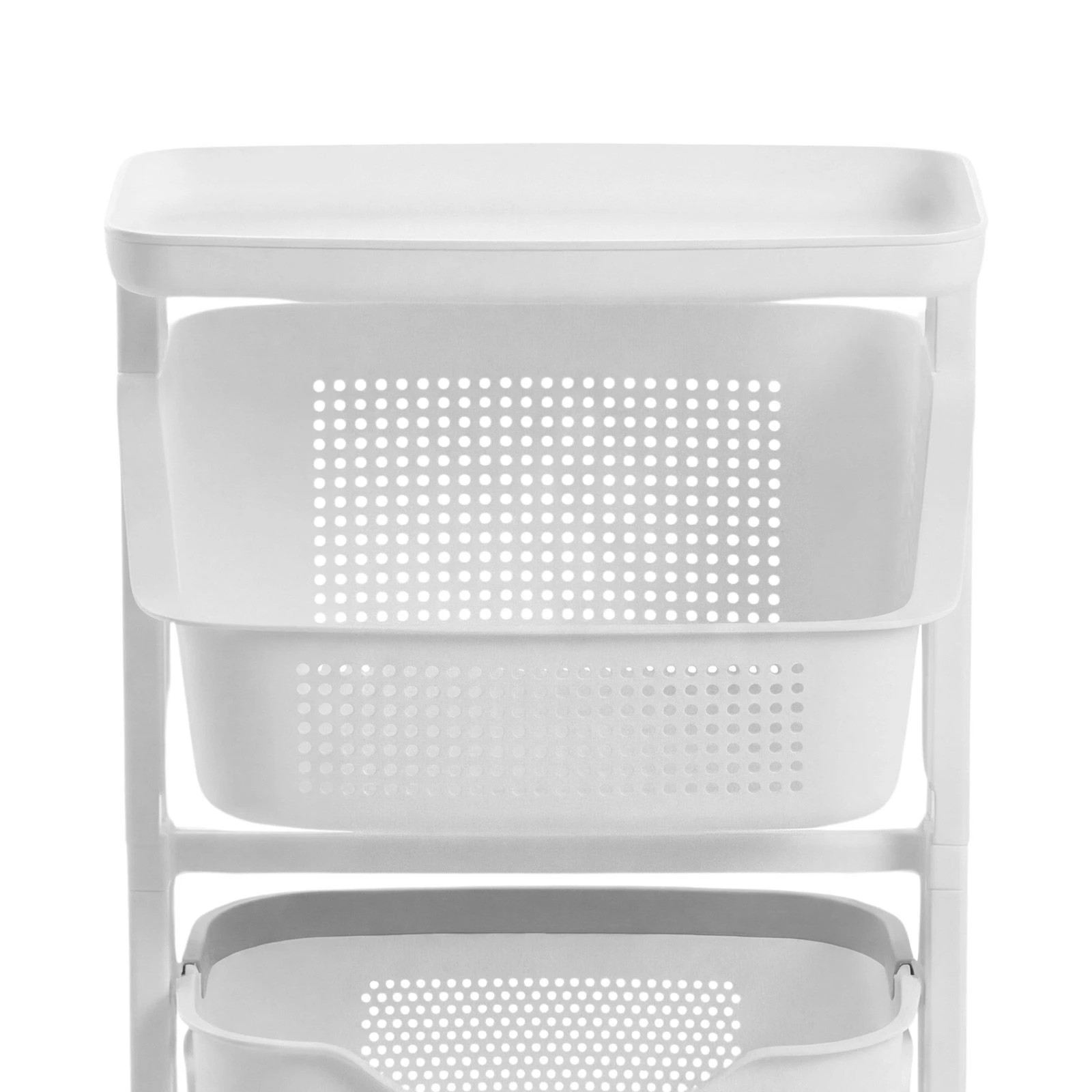 7 Dr Fussy 3 Tier Rolling Laundry Hamper with Wheels Plastic Baskets Clothes, 7 of 7