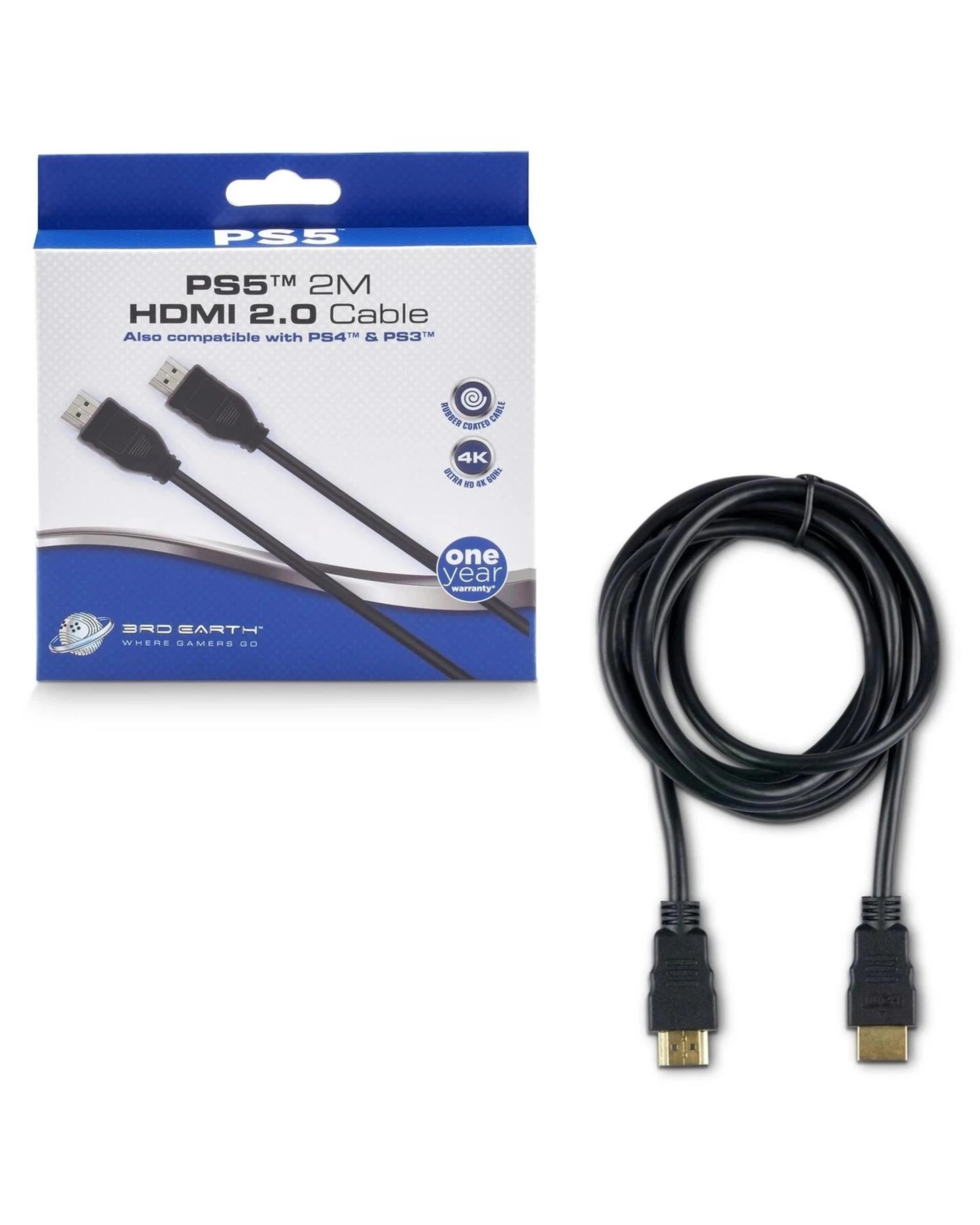 1 3rd Earth 2m HMDI 2.0 Cable for PS5, 1 of 3