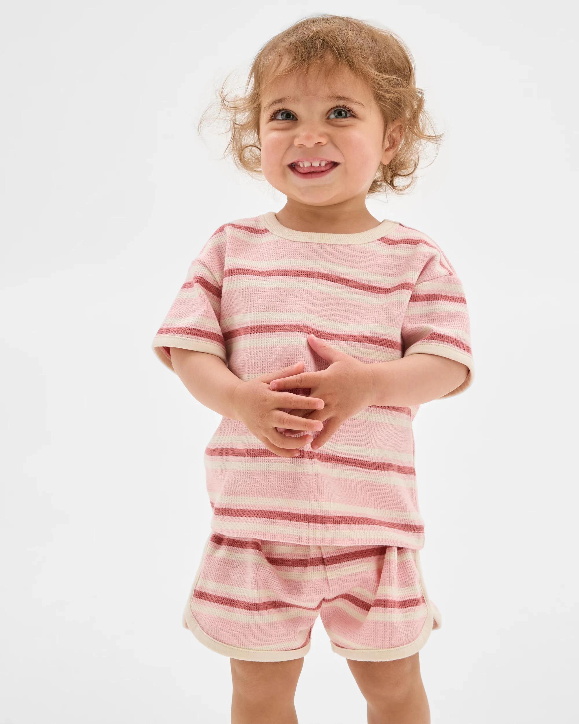 2 Target Organic Cotton Baby Waffle Top and Short 2 Piece Set PINK, 2 of 5