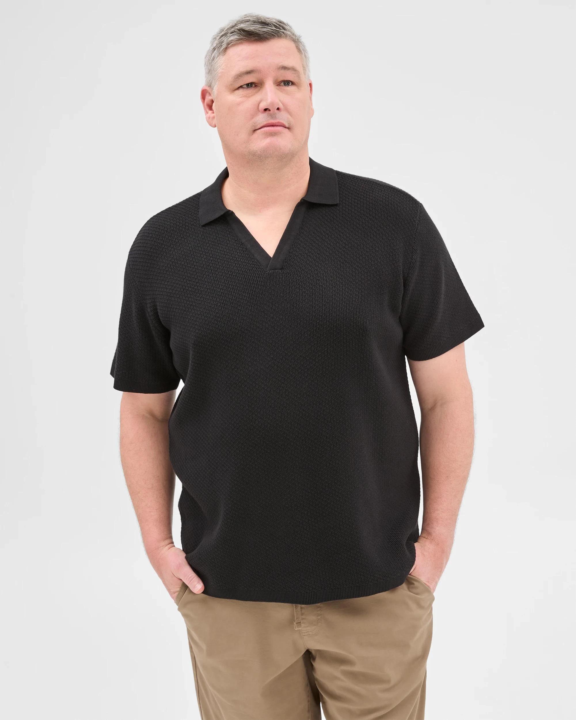 2 Target Plus Size Australian Cotton Knitted Polo Top BLACK, 2 of 6