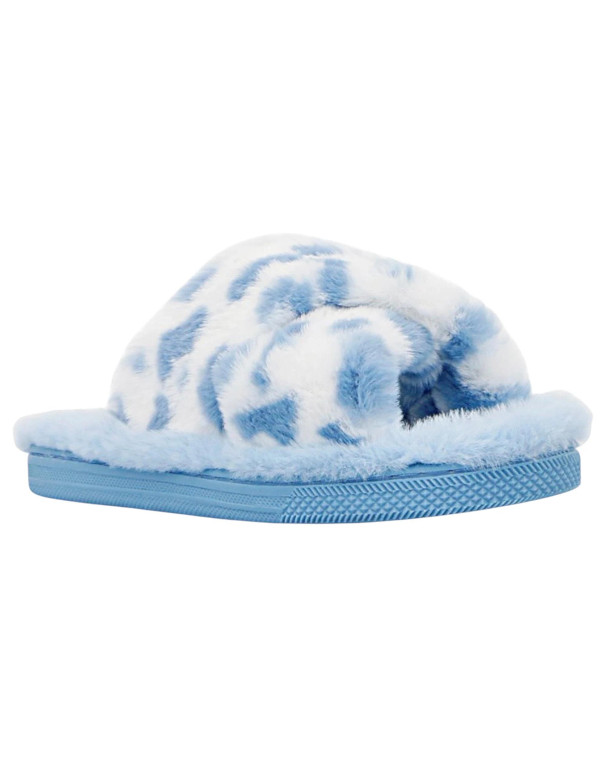 2 Grosby Womens Invisible Miah Blue/ White Indoor Fluffy Slippers BLUE/WHITE, 2 of 4