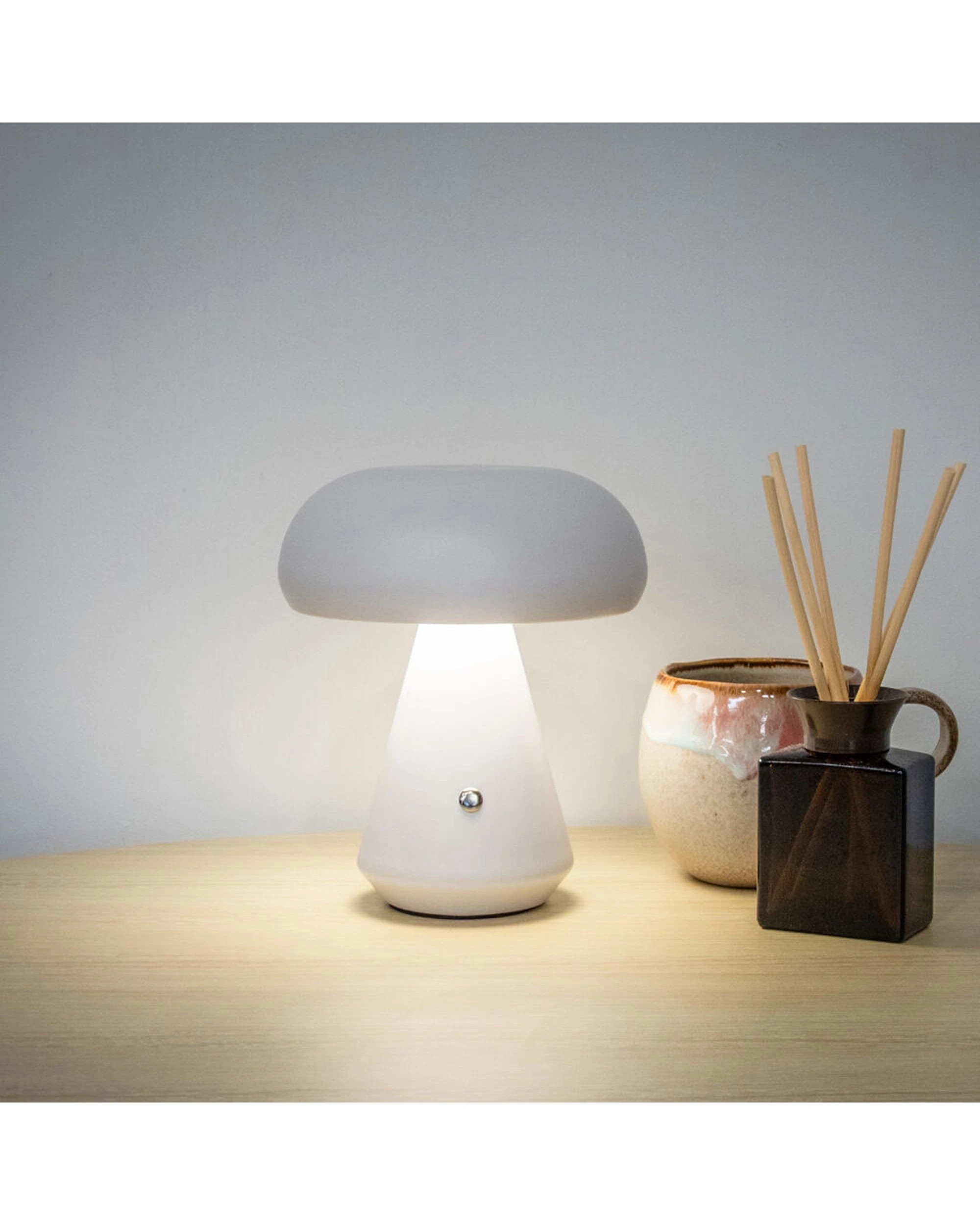 7 Boyle 2PK Rechargeable LED Table Lamp Mushroom Shape Battery 16x16x18cm - White, 7 of 7