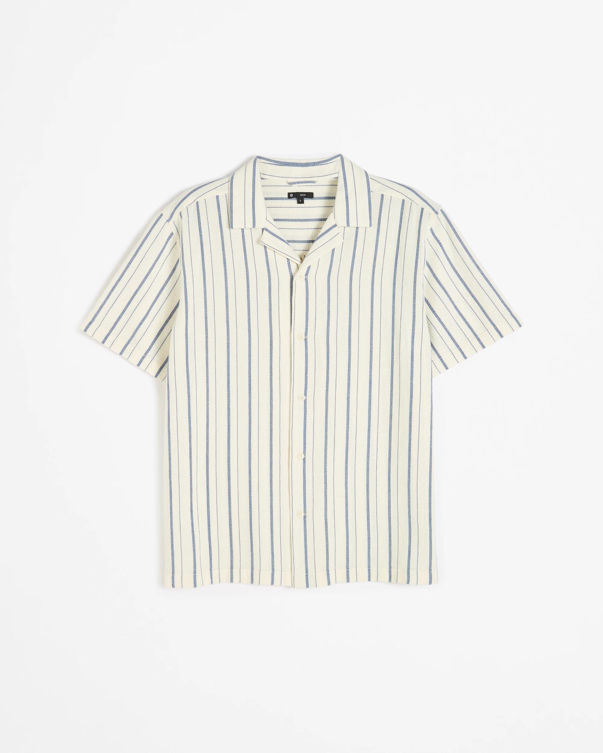 6 Target Australian Cotton Textured Stripe Short Sleeve Shirt VINTAGE WHITE, 6 of 6