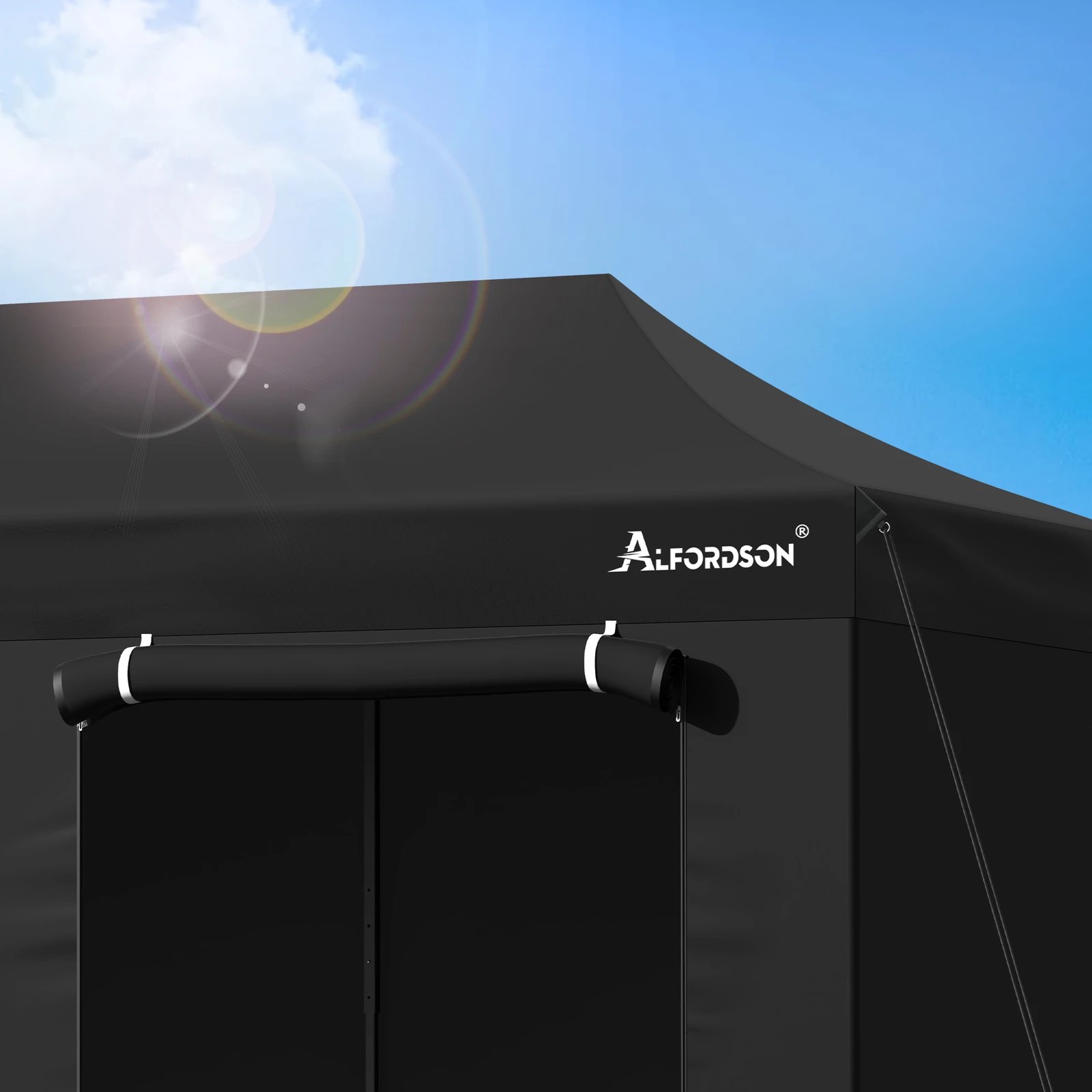 5 Alfordson Gazebo 6x3m Pop Up Marquee 600D Oxford Folding Camping Tent - Black, 5 of 10