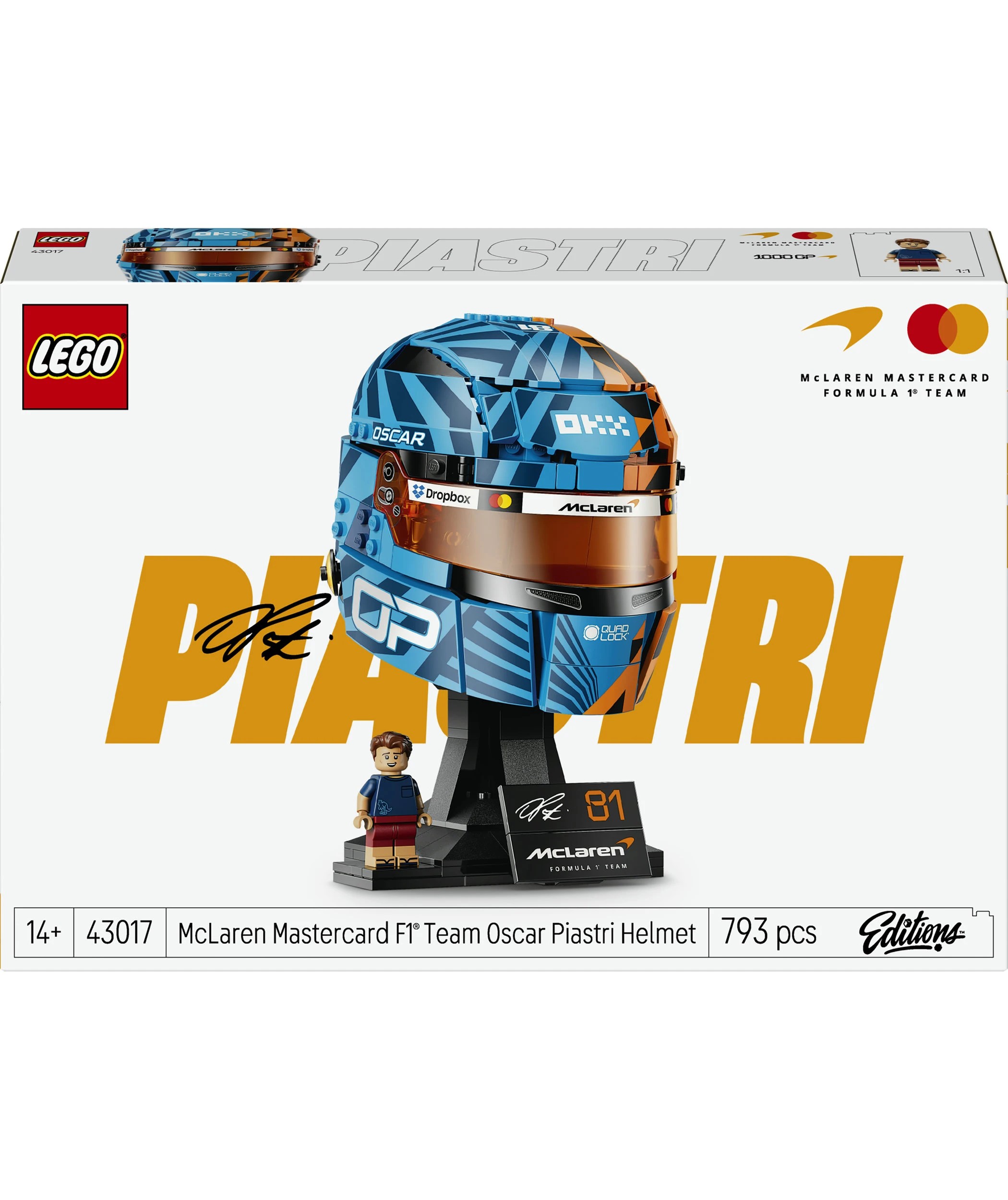 1 LEGO Editions McLaren Mastercard F1 Team Oscar Piastri Helmet 43017, 1 of 10