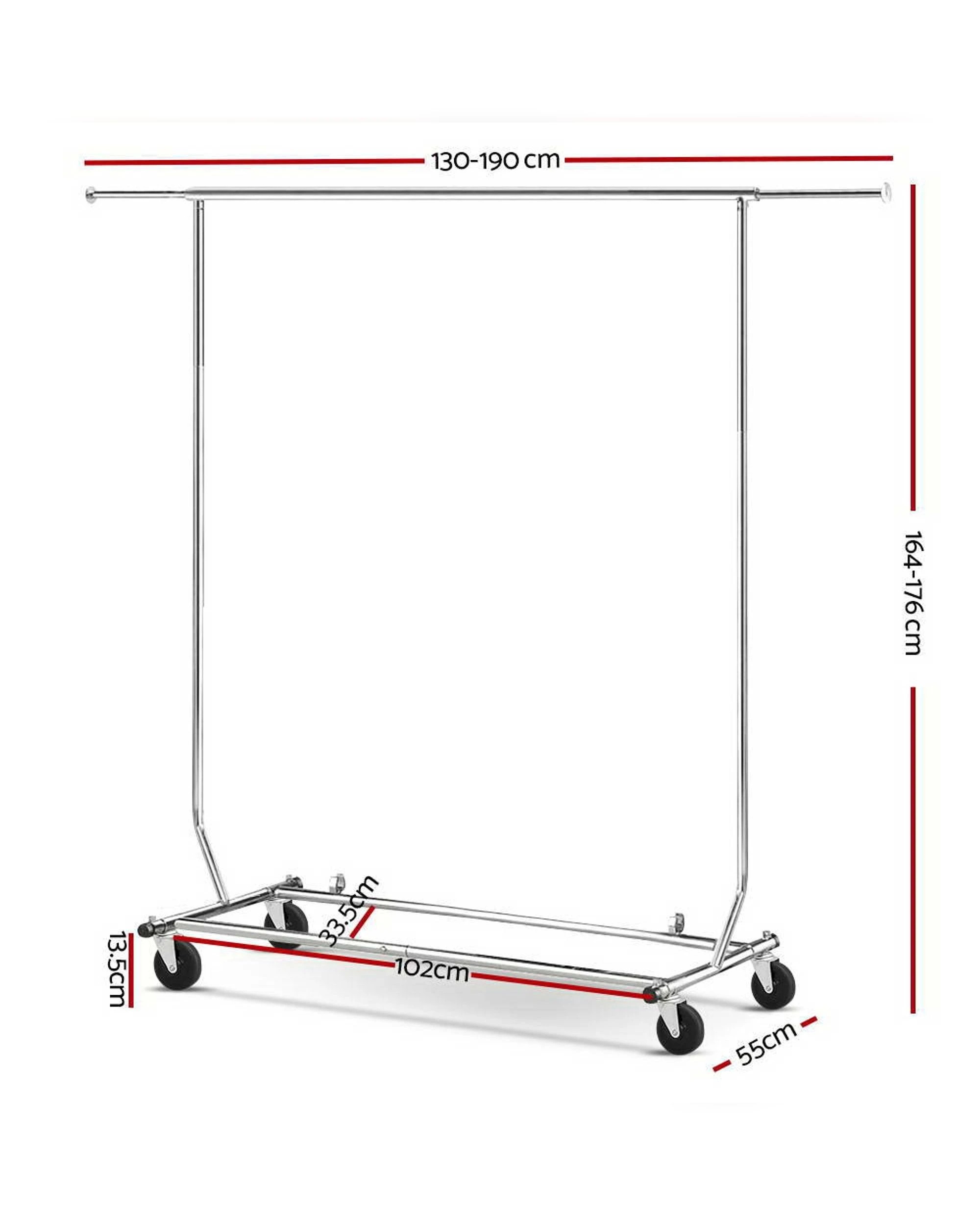 2 Artiss Clothes Rack Airer Rail Coat Stand Adjustable Hanger Garment Rack Portable Heavy Duty Wheels Anti Slip - Silver, 2 of 7