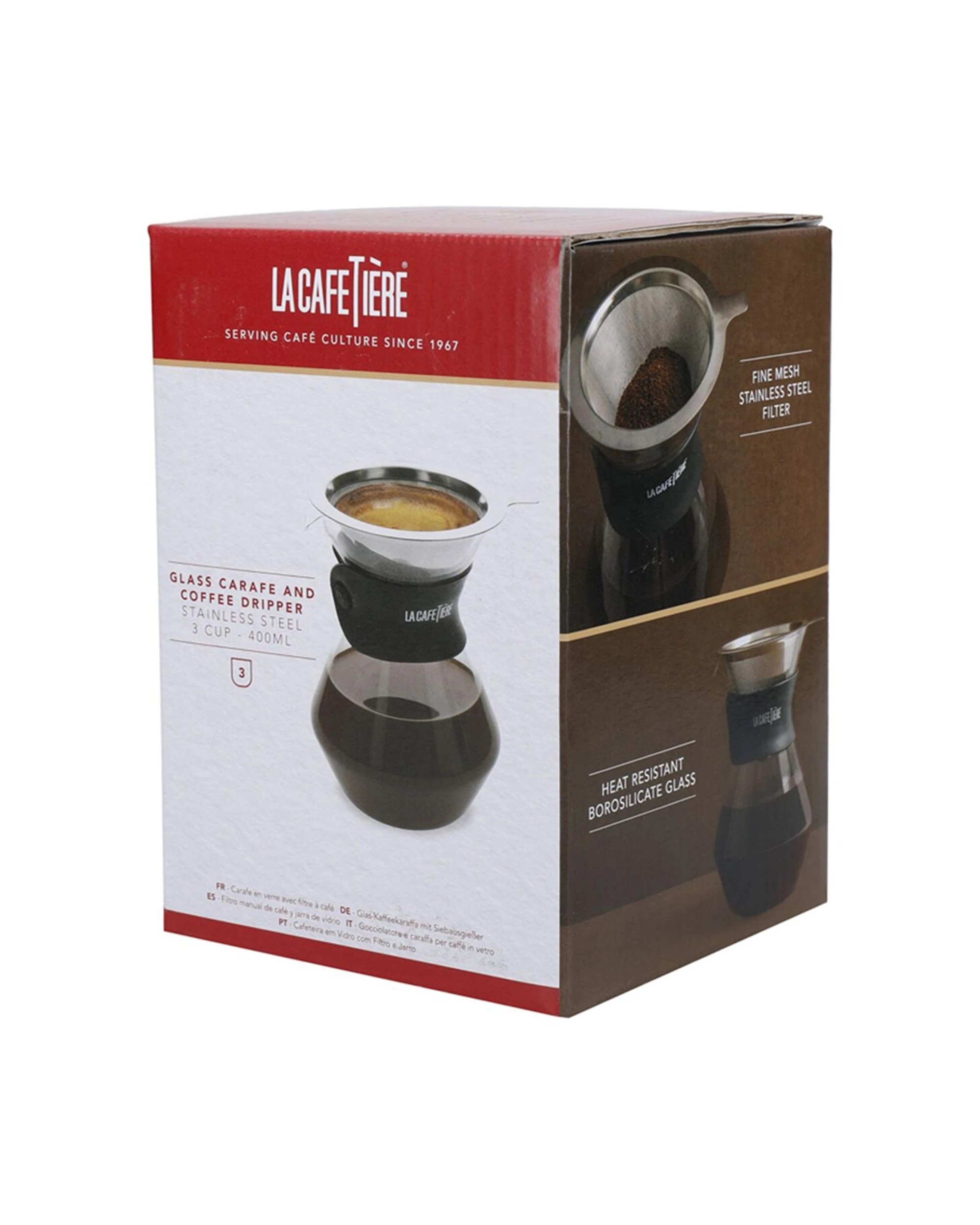 7 La Cafetiere 3 Cup Glass Coffee Dripper With Stainless Steel Filter 400ml - Black, 7 of 8