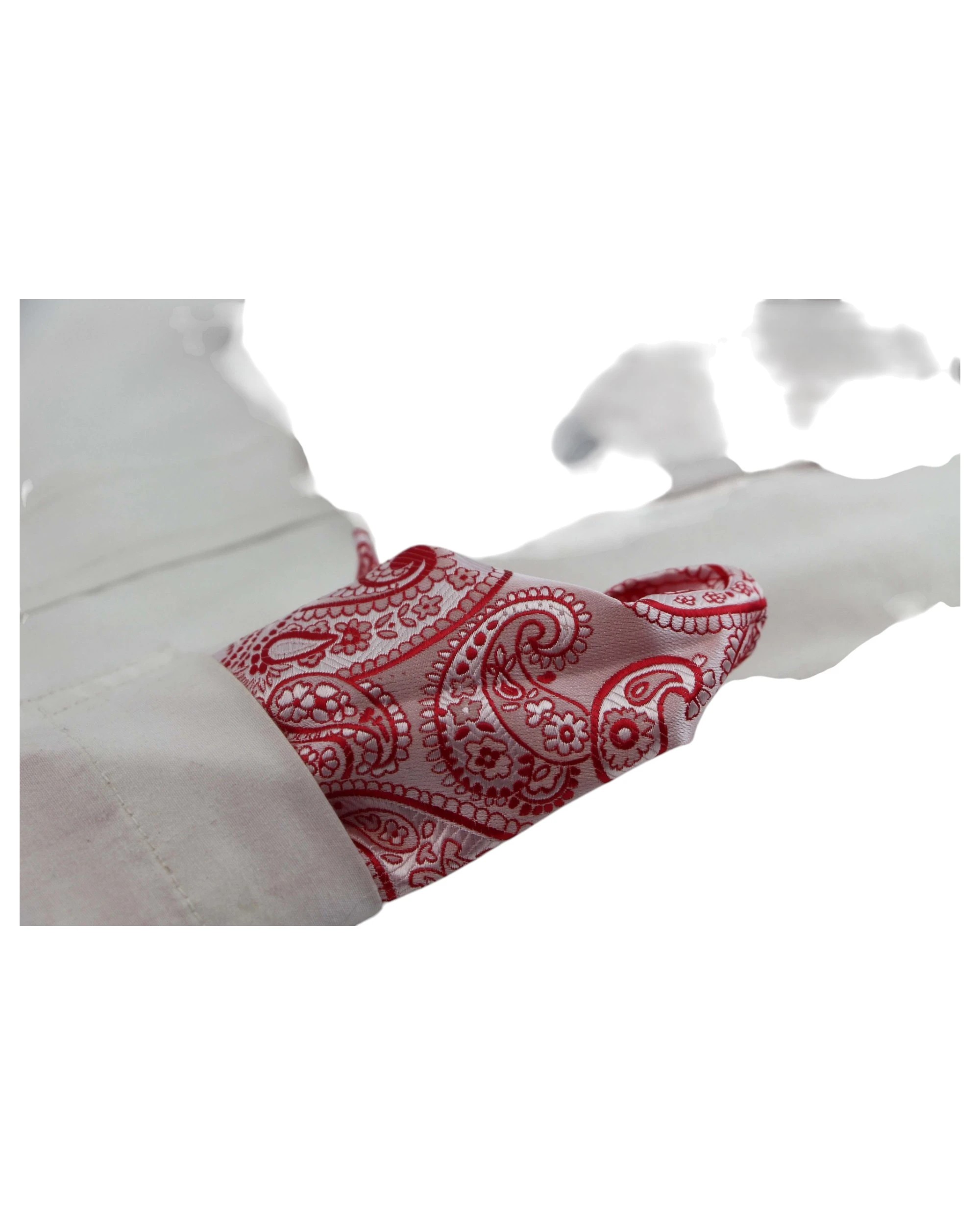 3 Zasel Mens Red & White Boho Paisley Silk Pocket Square - Multi, 3 of 3