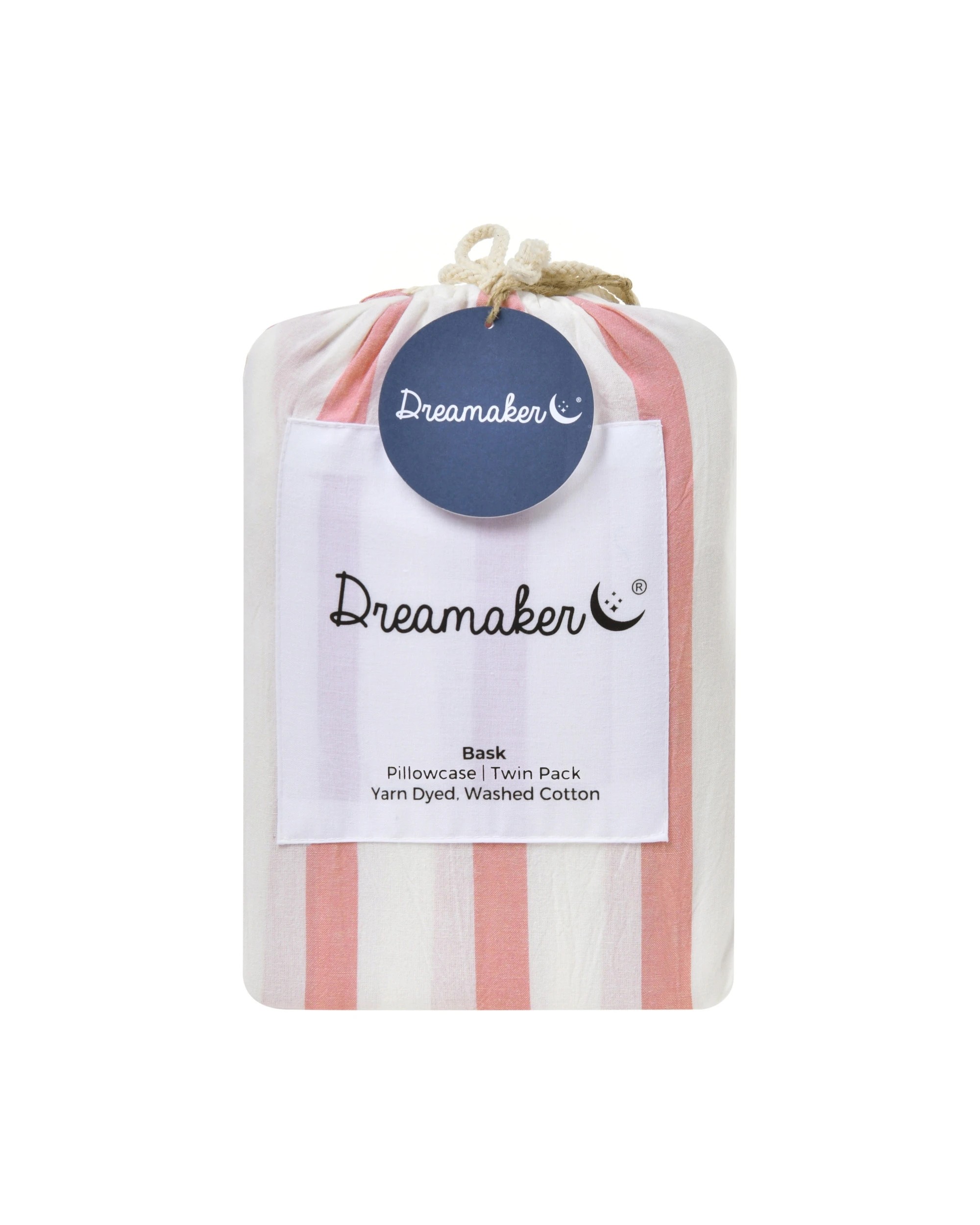 5 Dreamaker Twin Pack Bask Yarn Dyed Washed Cotton Striped Standard Pillowcase - Coral, 5 of 6