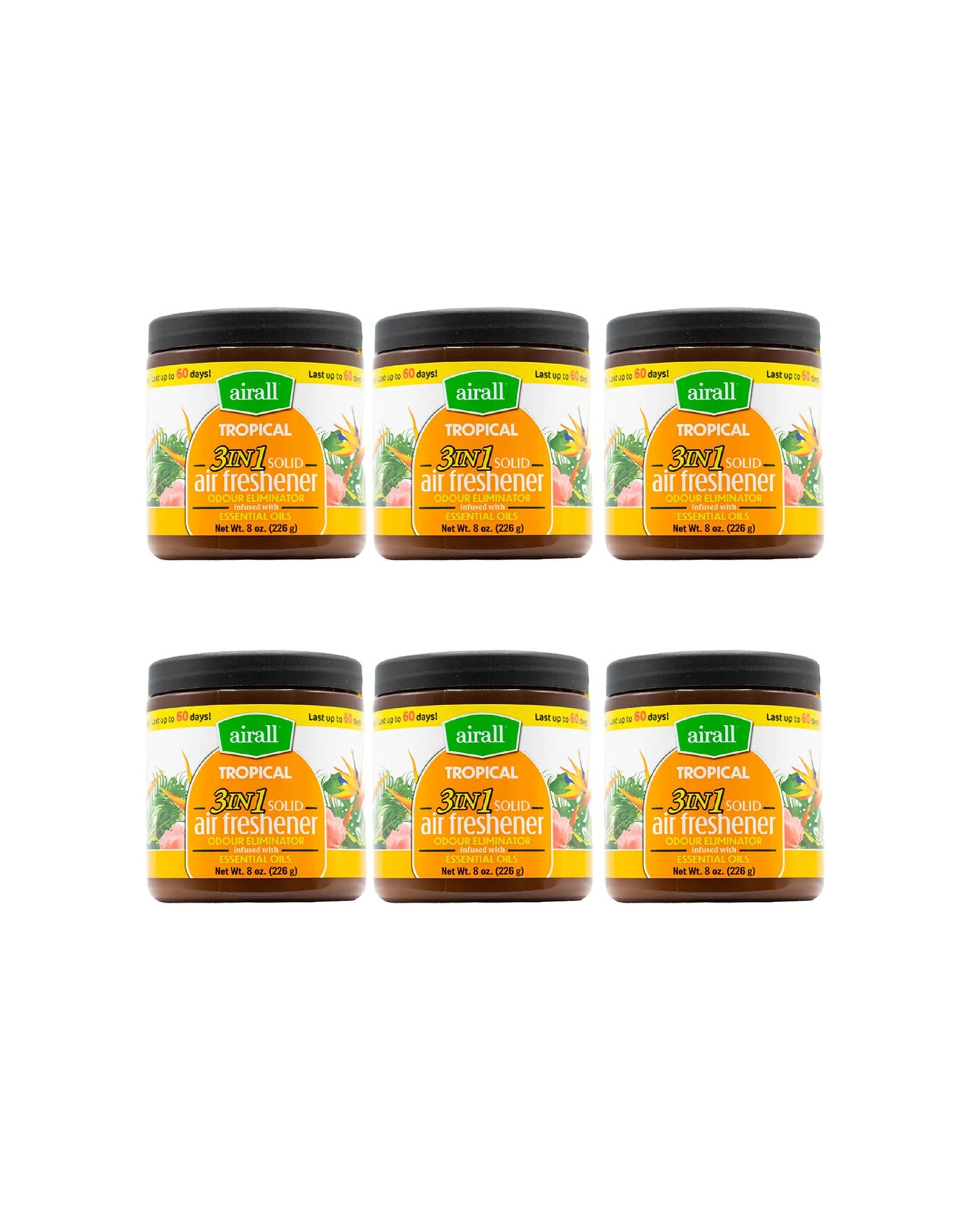 1 AIRALL 6PK 3in1 Air Freshener With Essential Oils Tropical - Multi, 1 of 4