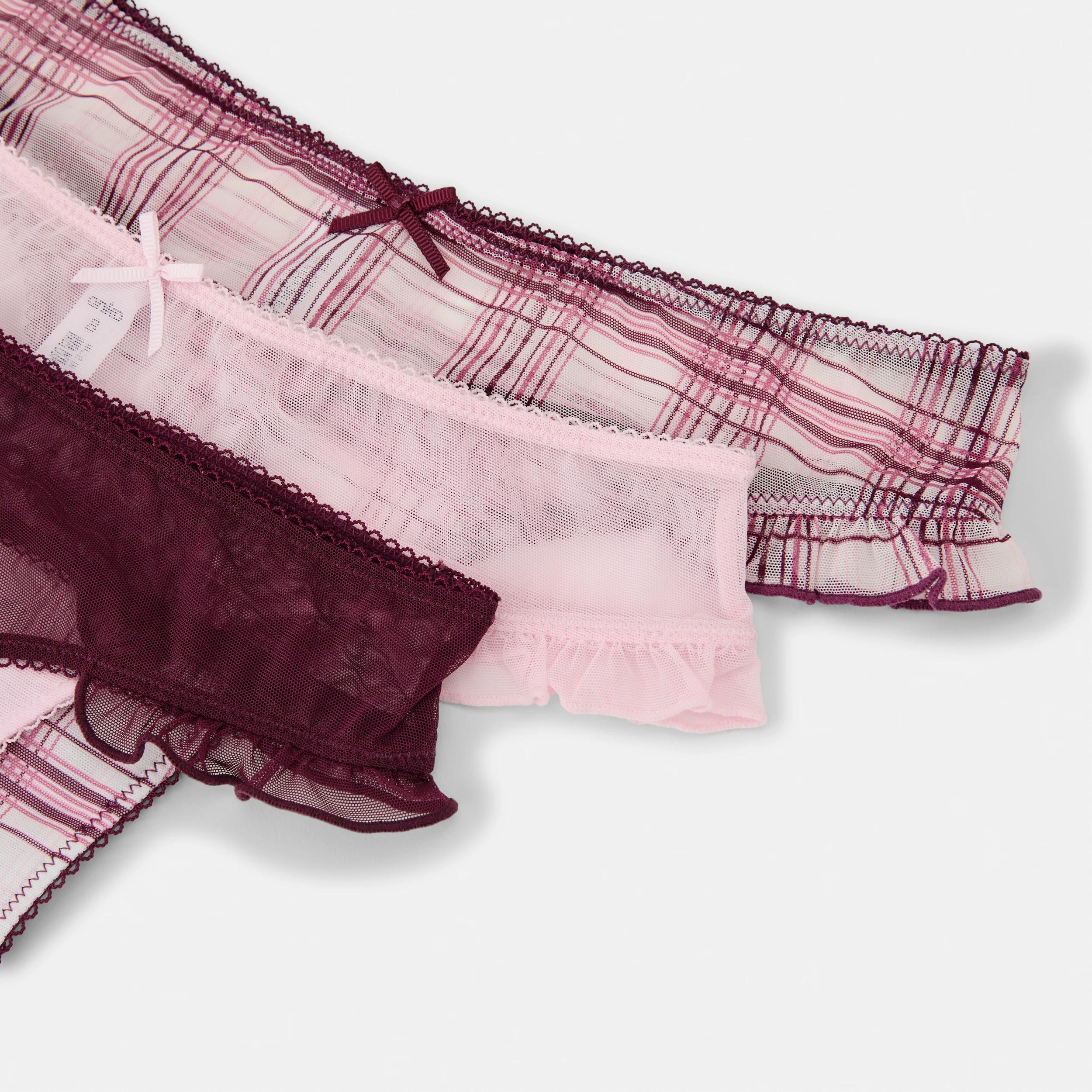 3 3 Pack Mesh G-String Briefs Burg Check, 3 of 10