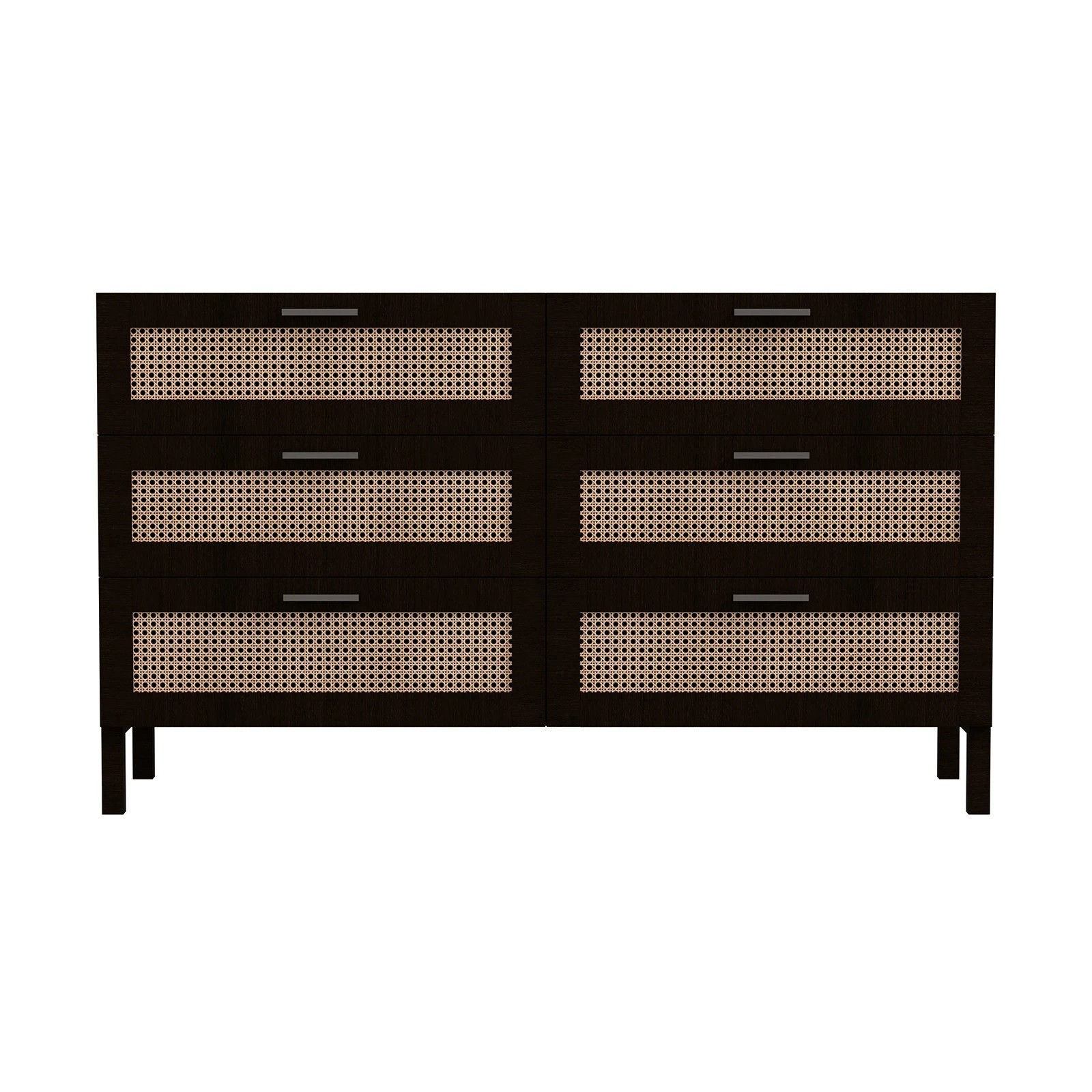 2 Casa Decor Tulum Rattan 6 Chest of Drawers Cabinet Bedroom Storage Tallboy - Black - Black, 2 of 9