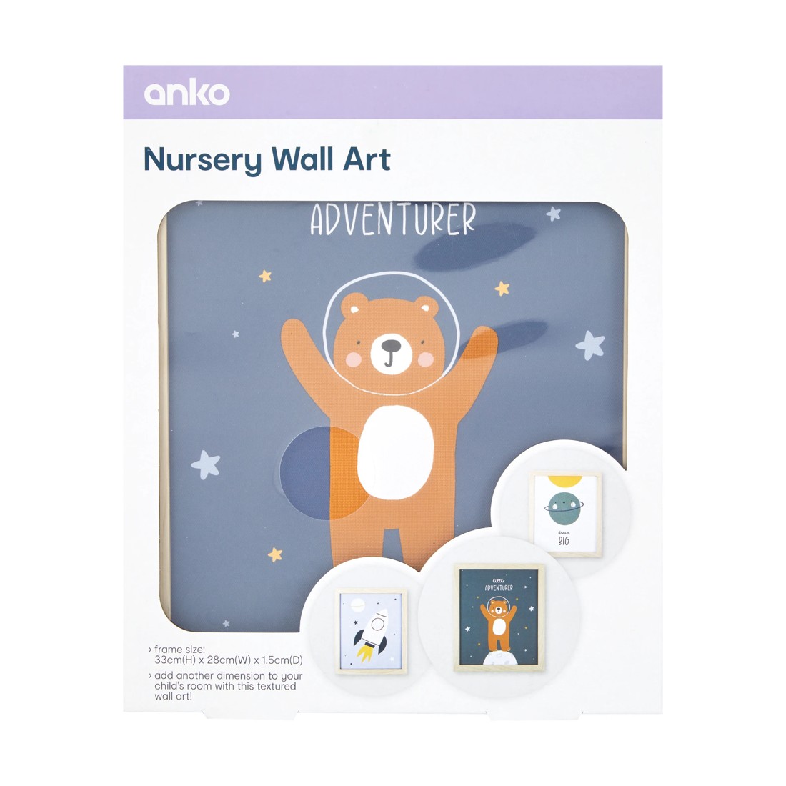 5 3 Pack Nursery Framed Canvas - Space, 5 of 6