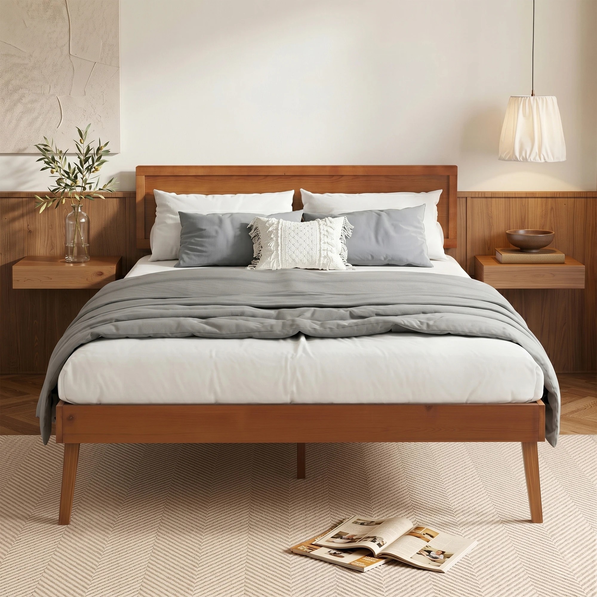 8 Artiss Bed Frame Queen Size Wooden Bed Base Walnut - Brown, 8 of 9