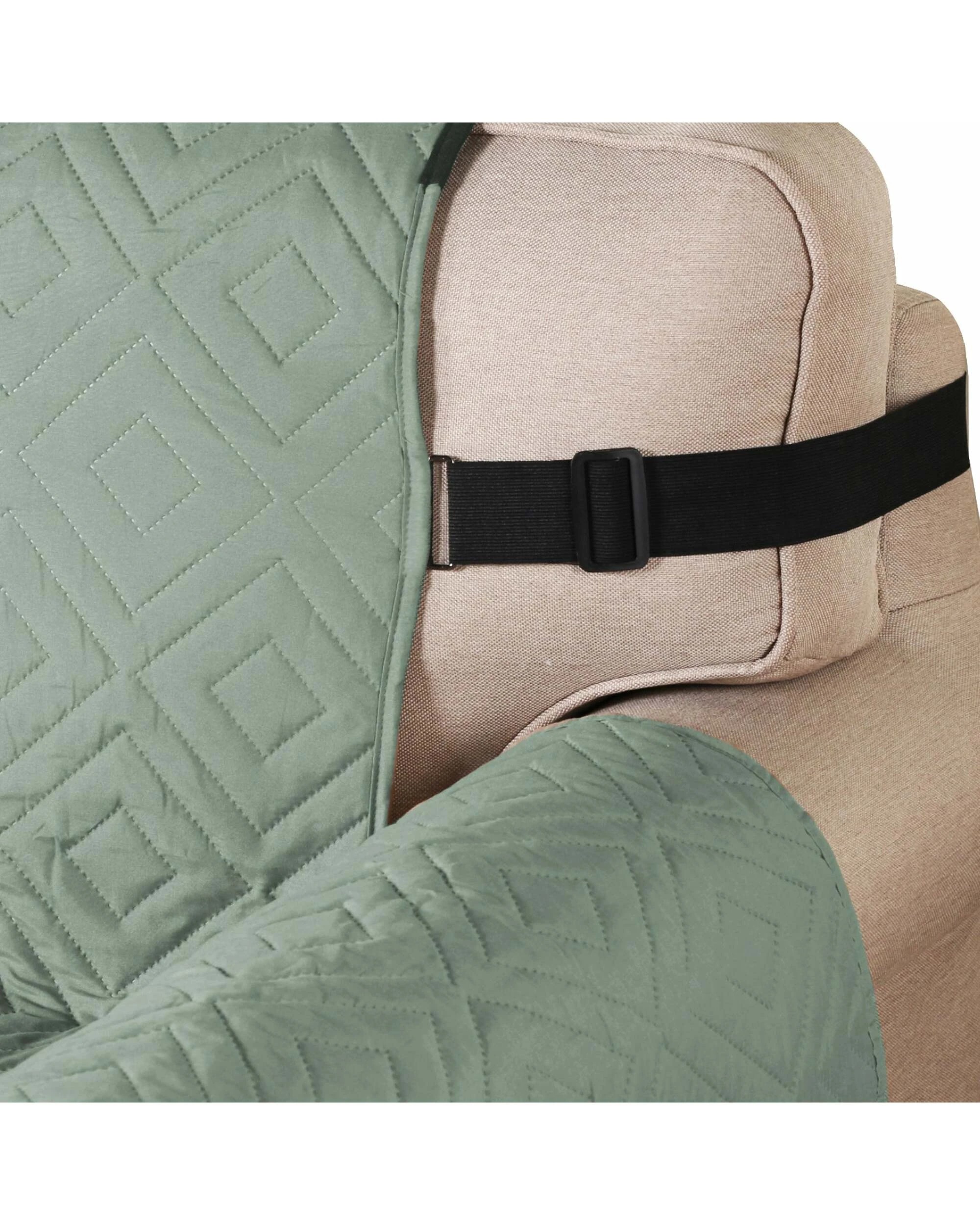 2 Smarcute 1 Seater Quilted Pet Friendly Recliner Chair Cover with Straps - Green, 2 of 5
