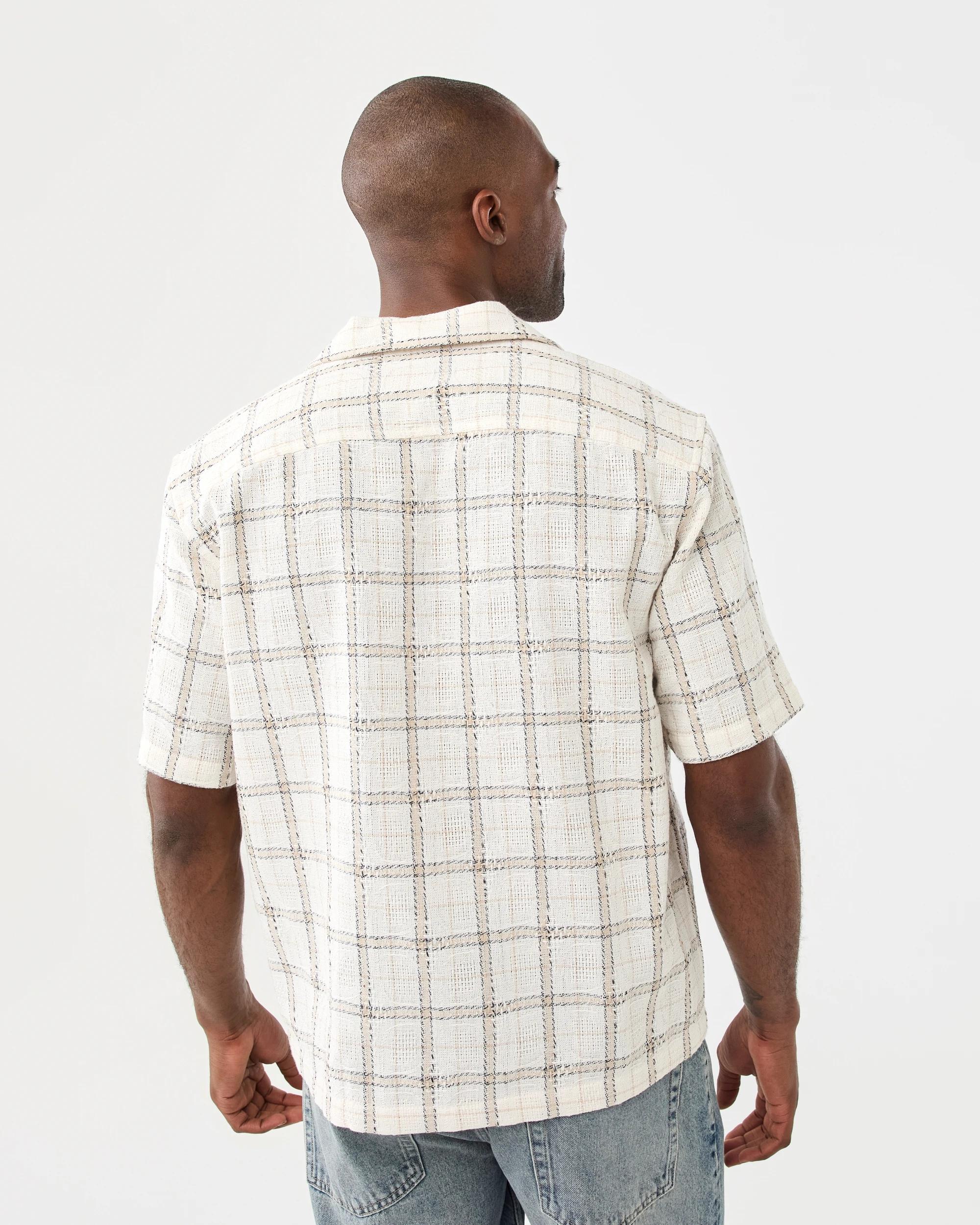 3 Short Sleeve Textured Shirt Bge Check, 3 of 6