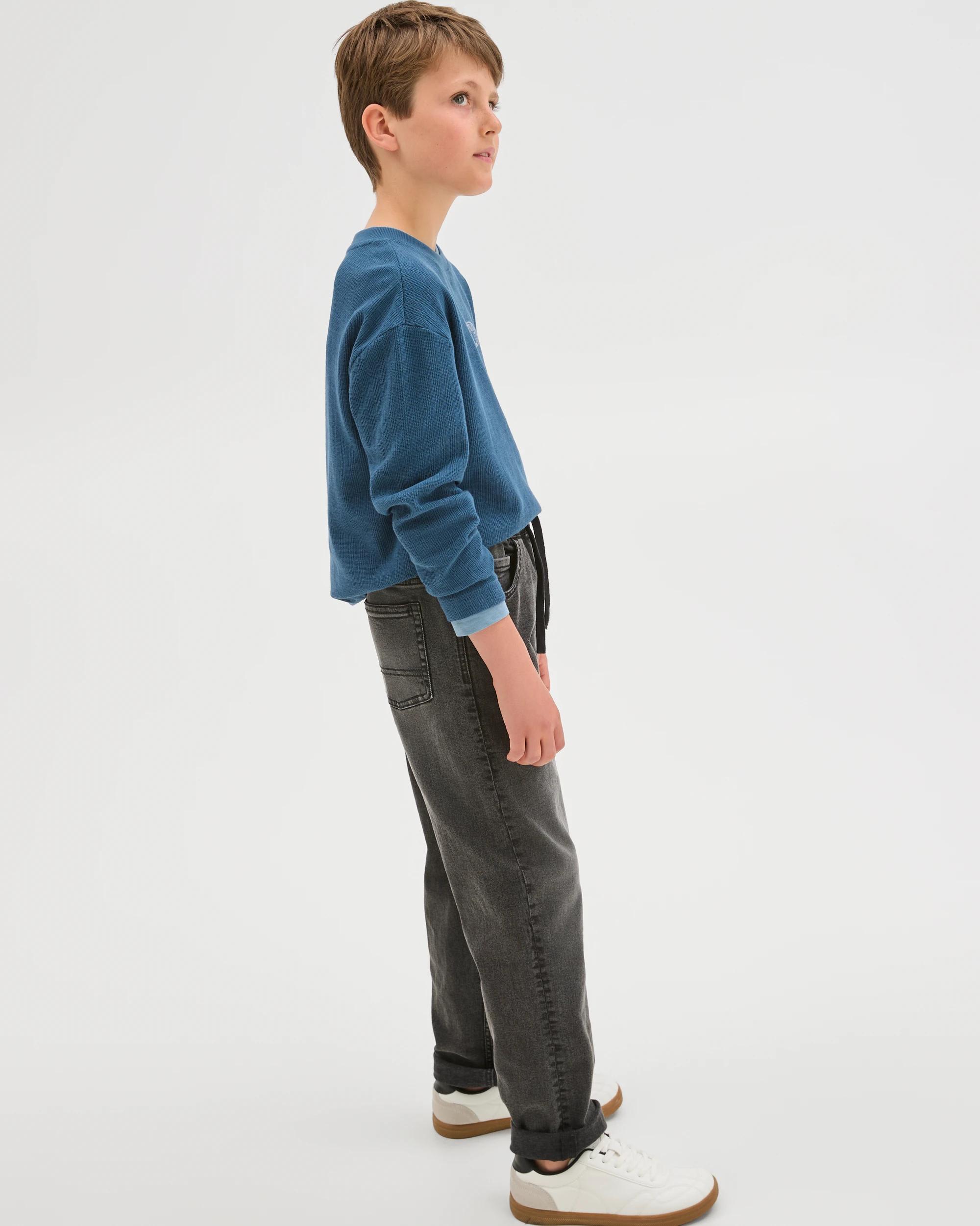 2 Target Kids Elastic Waistband Straight Fit Denim Jeans BLACKWASH, 2 of 8