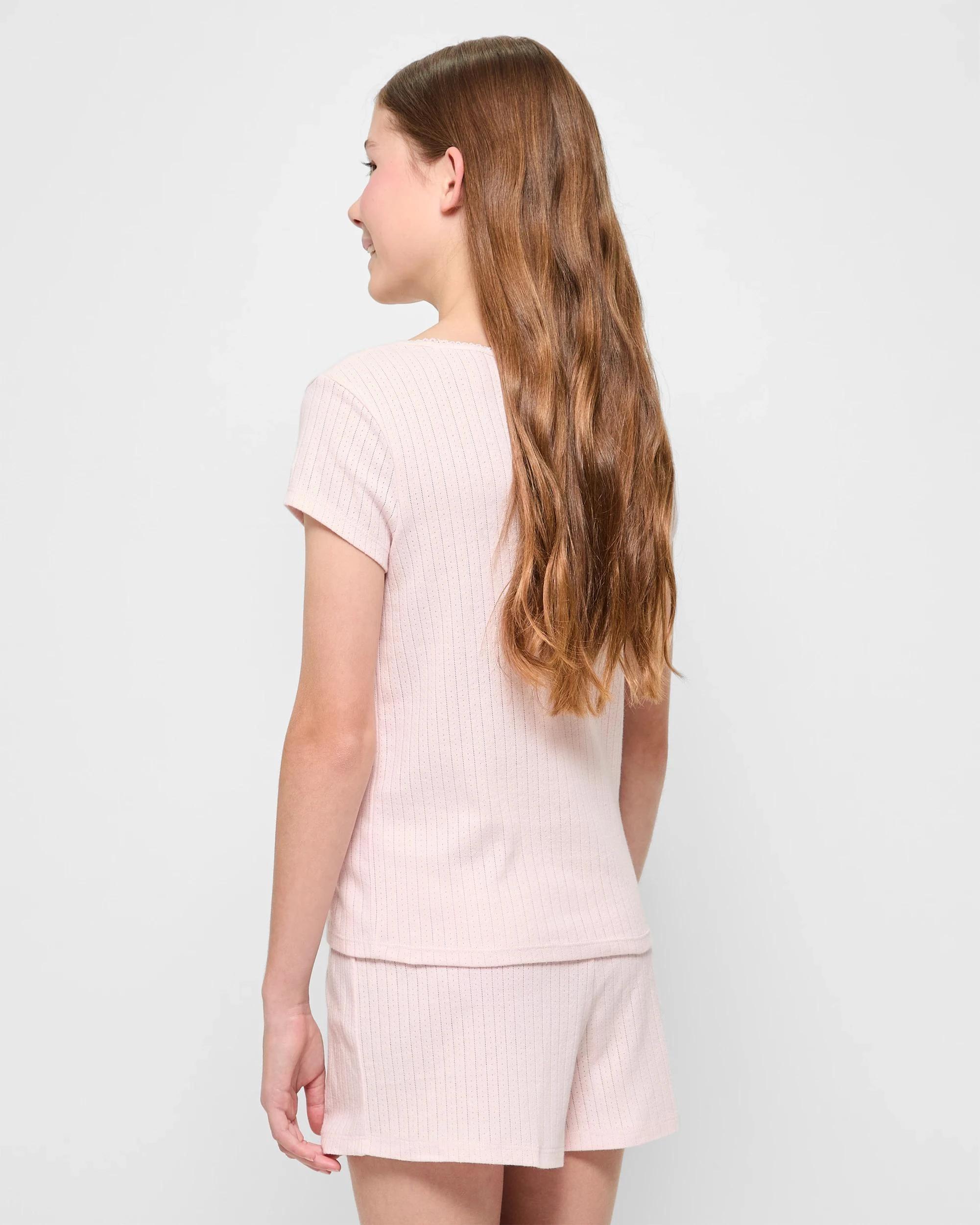 3 Target Australian Cotton Older Girls Pointelle Pyjama Set PINK, 3 of 6