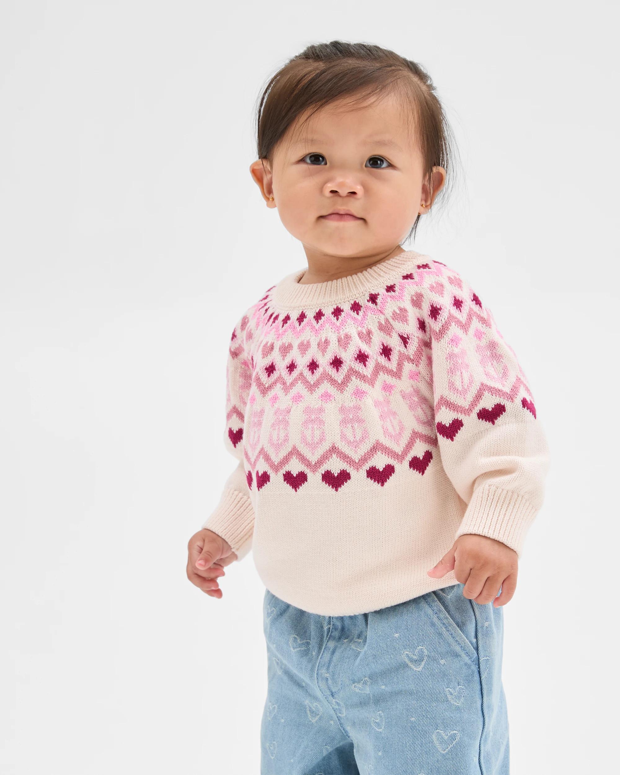 2 Target Baby Organic Cotton Intarsia Knit Jumper HEART PASTEL, 2 of 5