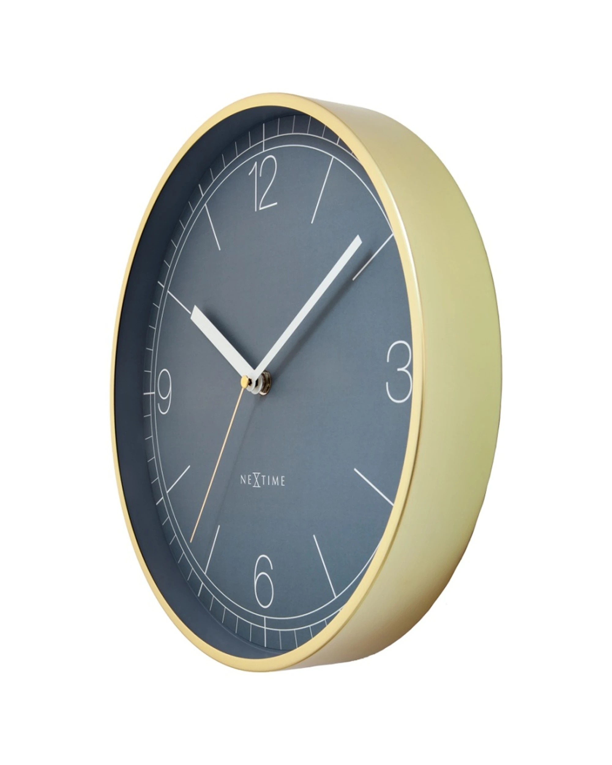 3 NeXtime Nova Wall Clock Brushed Aluminium Elegant Style 30cm - Blue, 3 of 5