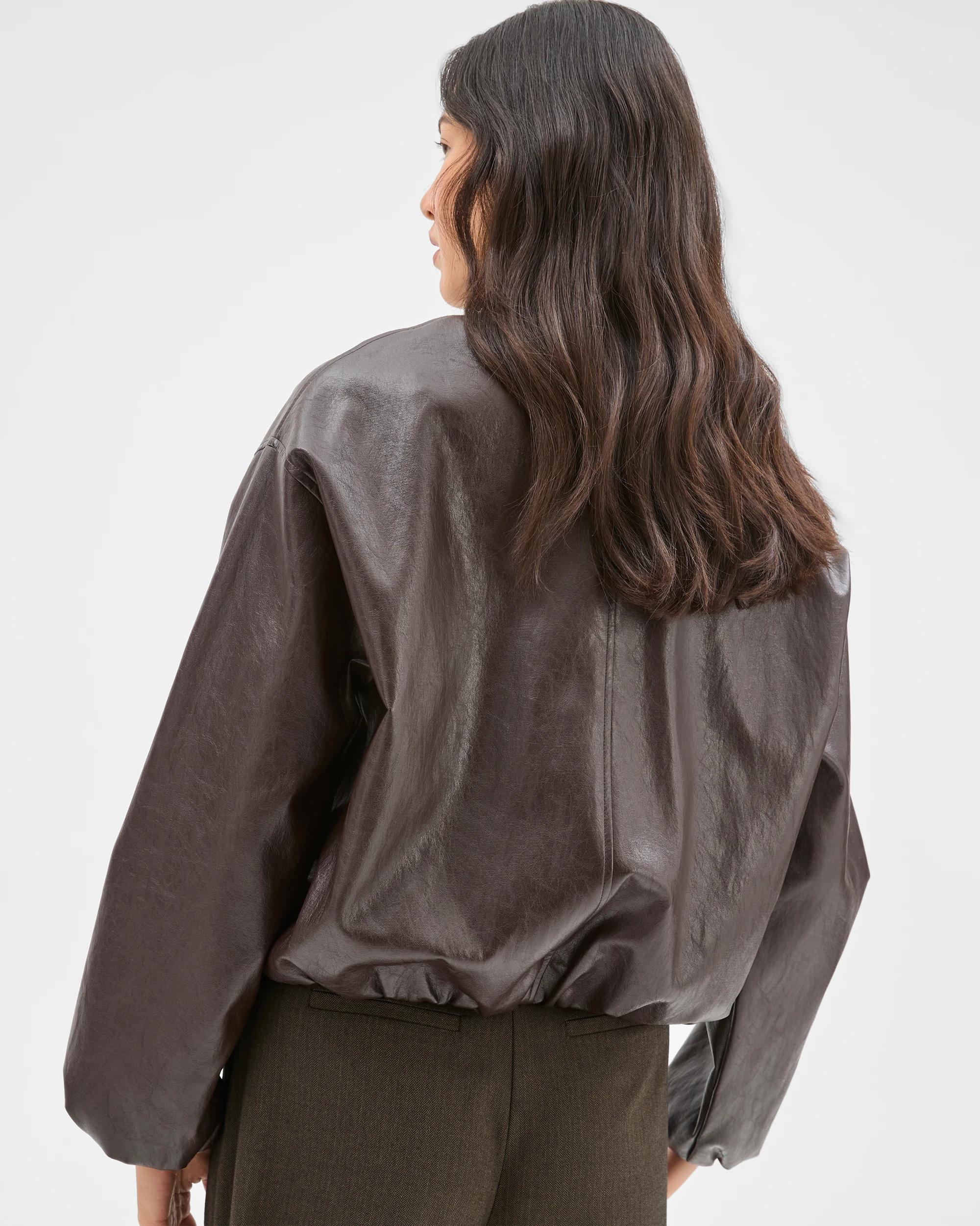 7 Preview PU Bubble Hem Bomber Jacket TRUFFLE, 7 of 10