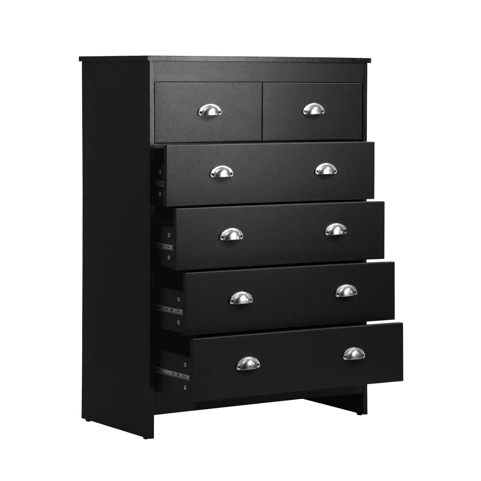 6 Oikiture 6 Chest of Drawers Tallboy Dresser Table Storage Cabinet - Black, 6 of 9
