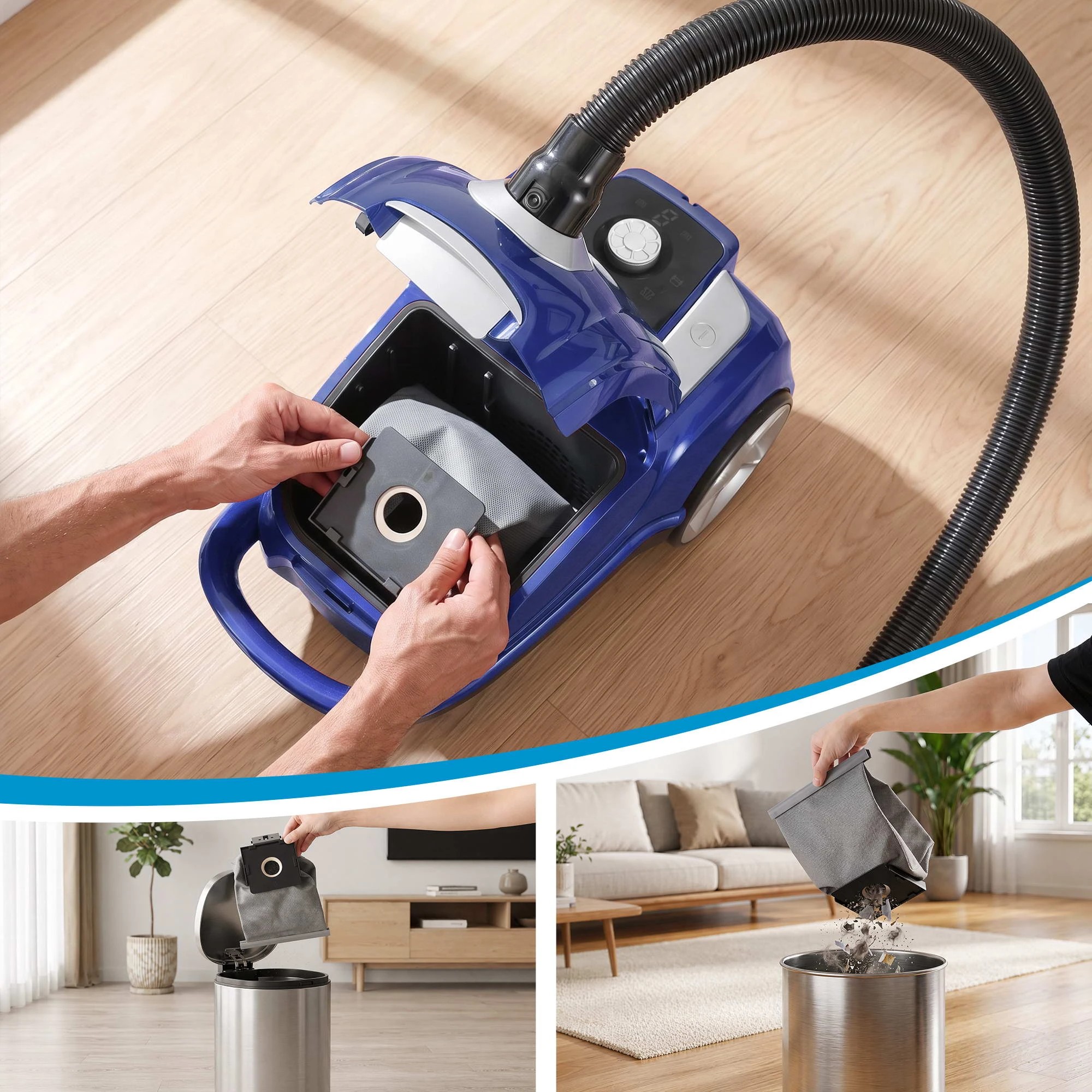 6 DEVANTI Bagged Vacuum Cleaner Powerful Suction for Carpet Wood Tile Floor - Blue, 6 of 8