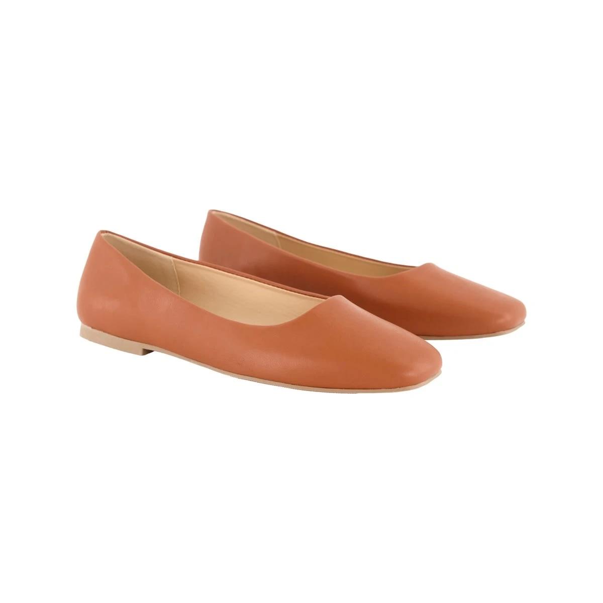 3 Square Toe Ballet Flats RICH TAN, 3 of 3